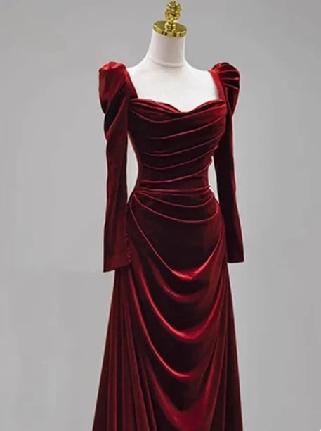 Classy Mermaid Sweetheart Burgundy Velvet Long Prom Dresses Summer Wedding Guest Dresses Wedding Guest Outfits simple gentle atmospheric and unique desi Bring summer colors to enhance whiteness by YiHuiw