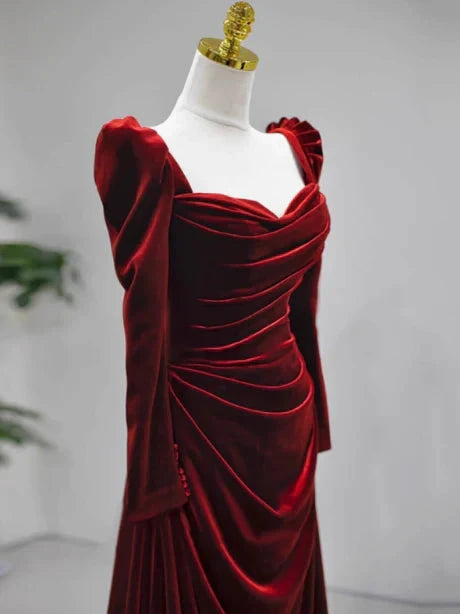 Classy Mermaid Sweetheart Burgundy Velvet Long Prom Dresses Summer Wedding Guest Dresses Wedding Guest Outfits simple gentle atmospheric and unique desi Bring summer colors to enhance whiteness by YiHuiw