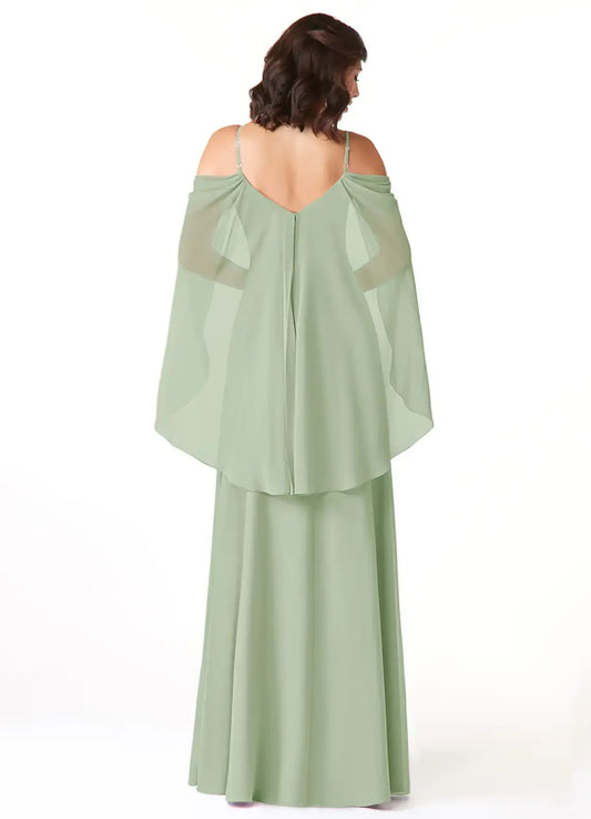 A-Line Chiffon Cold Shoulder High Slit Wedding Dress - Yihuiw by Yihuiw
