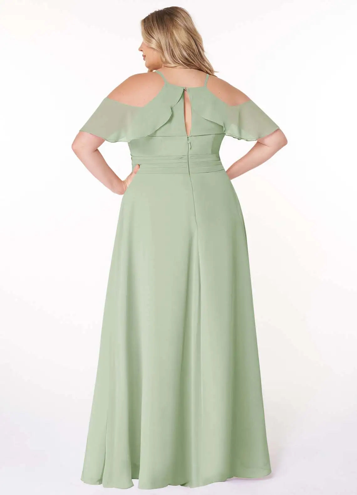 Cold Shoulder High Slit Floor-Length Wedding Dress - Yihuiw by Yihuiw