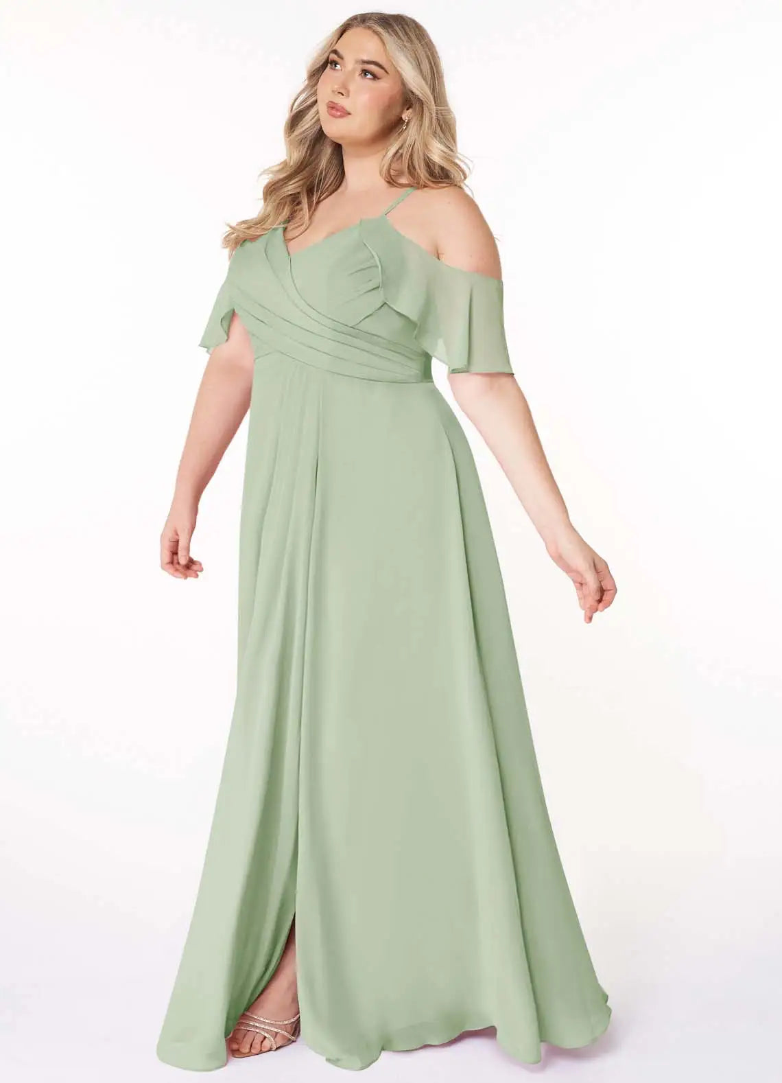 Cold Shoulder High Slit Floor-Length Wedding Dress - Yihuiw by Yihuiw