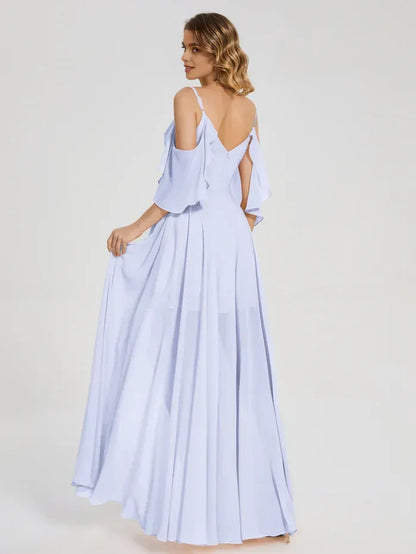 Sweetheart Chiffon Cold Shoulder High Slit Wedding Dress - Yihuiw by Yihuiw