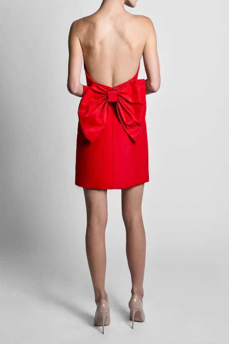 Convertible Back Bow A Line Strapless Sleeveless Open Back Floor Length For Sale Evening Dress by YiHuiw