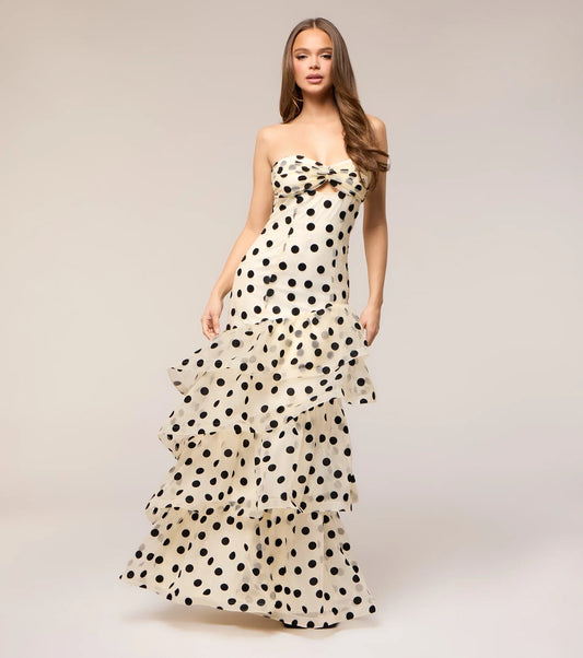 Cream Strapless Lace Ruffled Floor-Length Wedding Dress - Yihuiw by Yihuiw