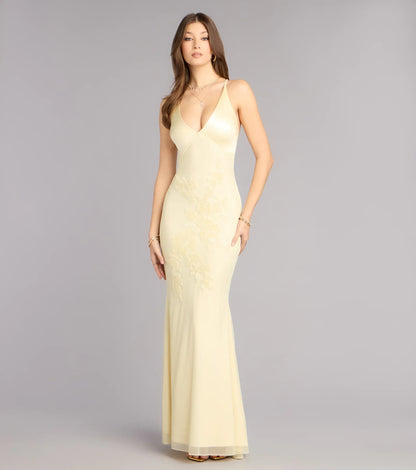 Cream Mermaid Spaghetti Strap Beaded Floor-Length Wedding Dress - Yihuiw by Yihuiw