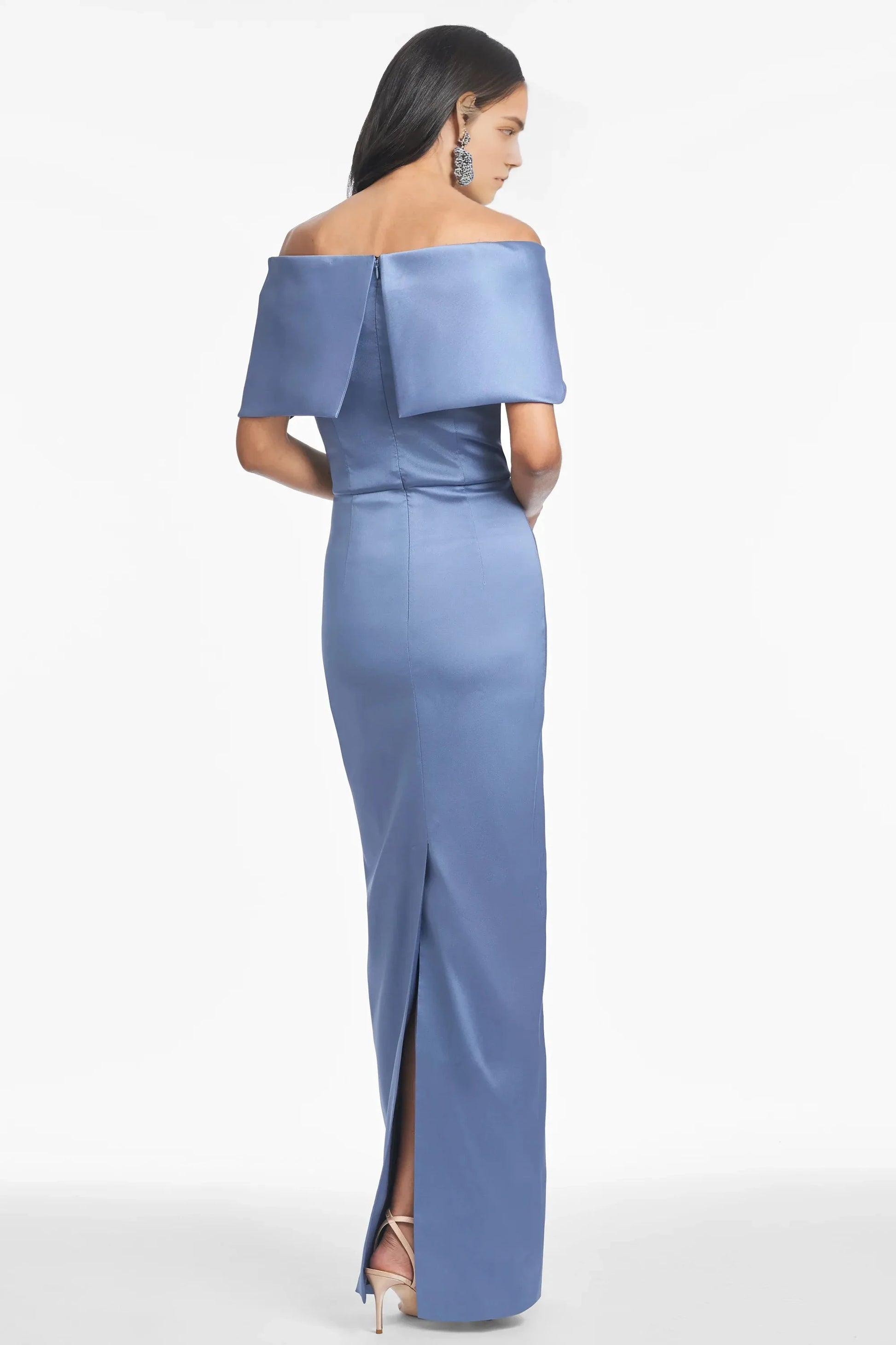 Cross Overlay Sheath Off the Shoulder Sleeveless Zipper Back High Slit Floor Length For Ladies Evening Dress by YiHuiw
