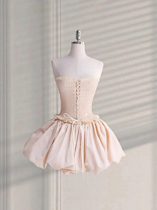 Cute Ball Gown Strapless Pink Mini Party Dresses Short Formal Homecoming Dresses Night Chic Elegant Short Dresses Cocktail Dress 16th Birthday Outfits Tulle Hoco Dresses by YiHuiw