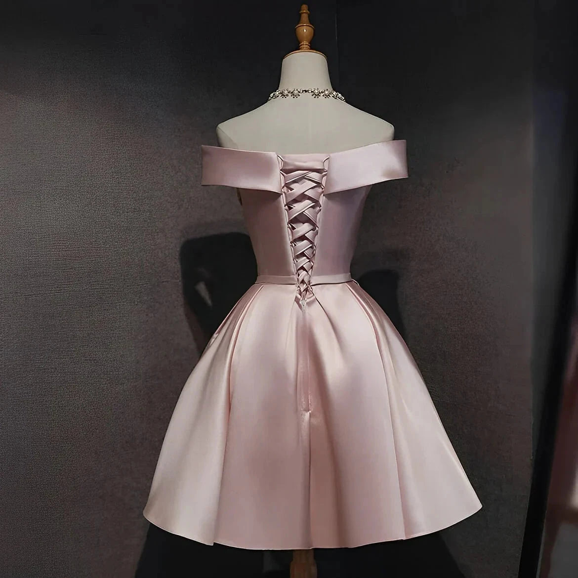 Cute Pink Short Homecoming Dresses A-line Satin Mini Prom Dress simple gentle atmospheric and unique desi Bring summer colors to enhance whiteness by YiHuiw