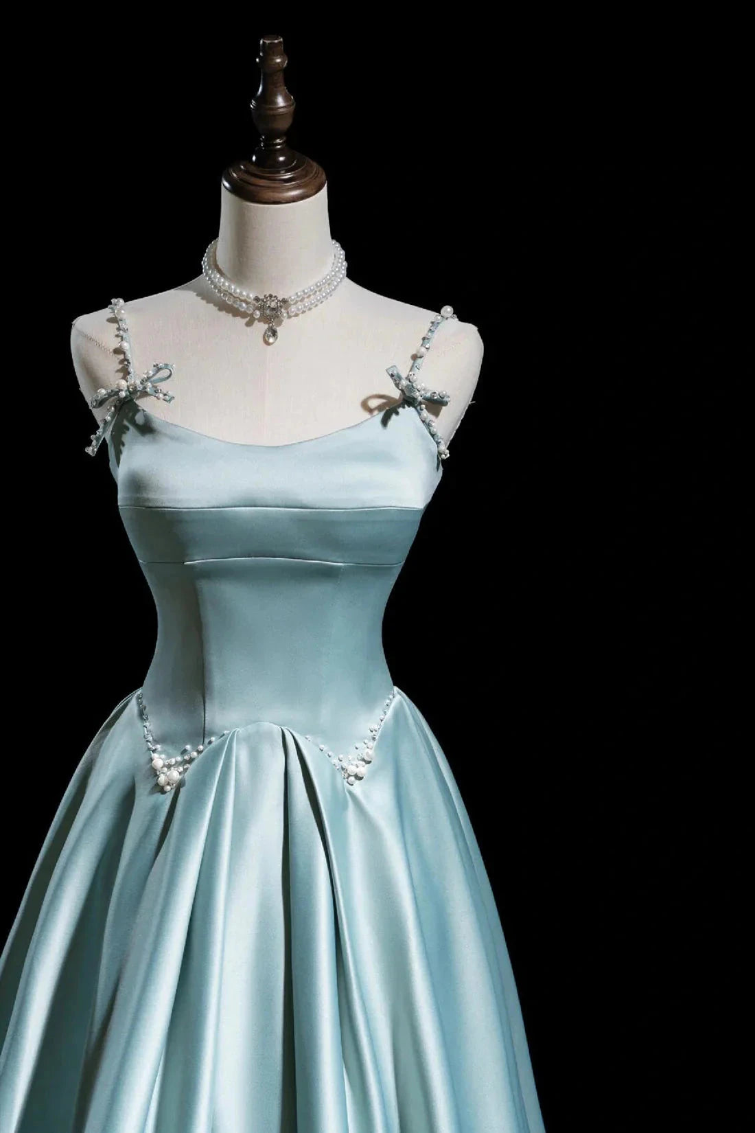 Cute Satin Long A-Line Prom Dress Spaghetti Straps Evening Dress simple gentle atmospheric and unique desi Bring summer by YiHuiw