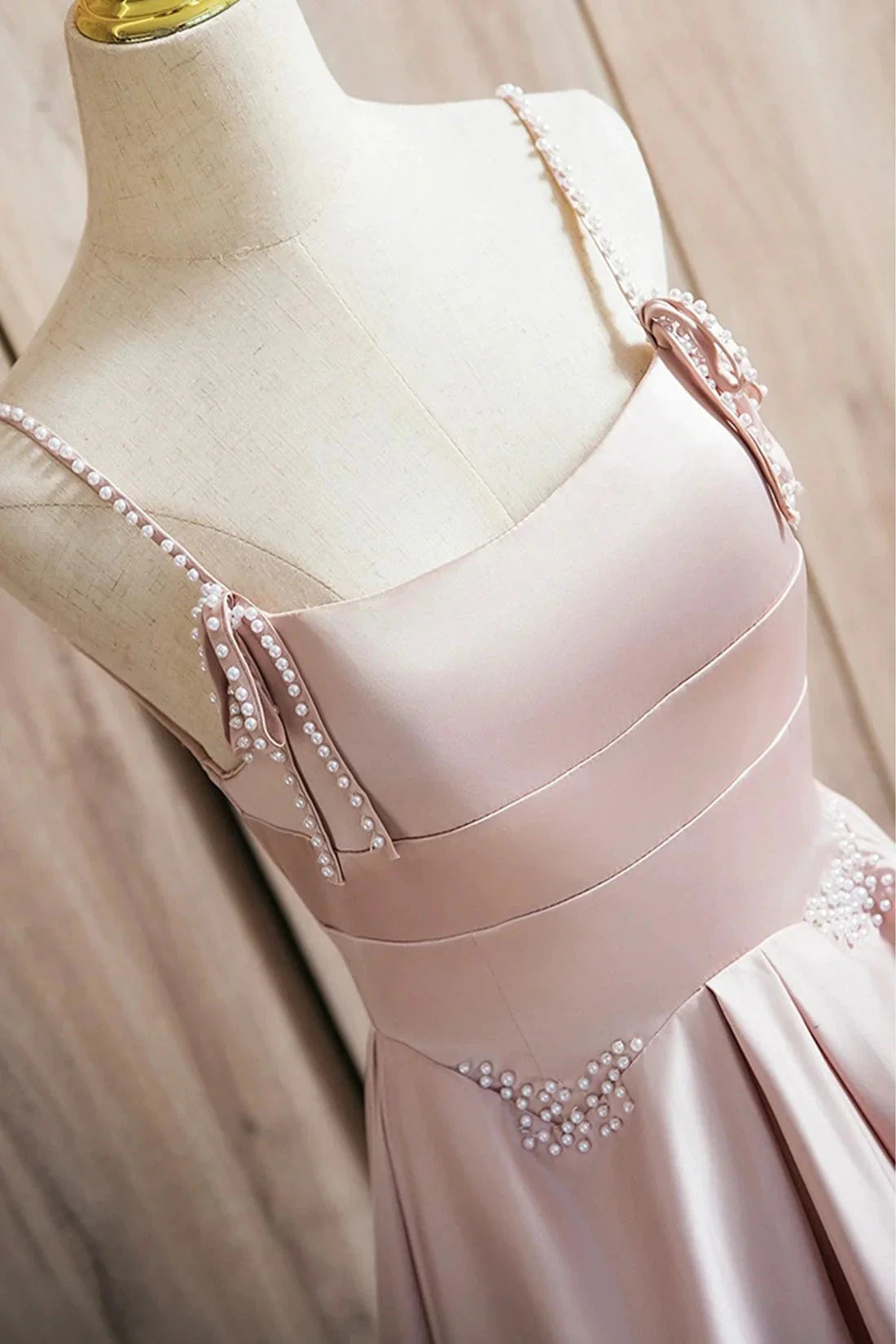 Cute Satin Long A-Line Prom Dress Spaghetti Straps Evening Dress simple gentle atmospheric and unique desi Bring summer by YiHuiw
