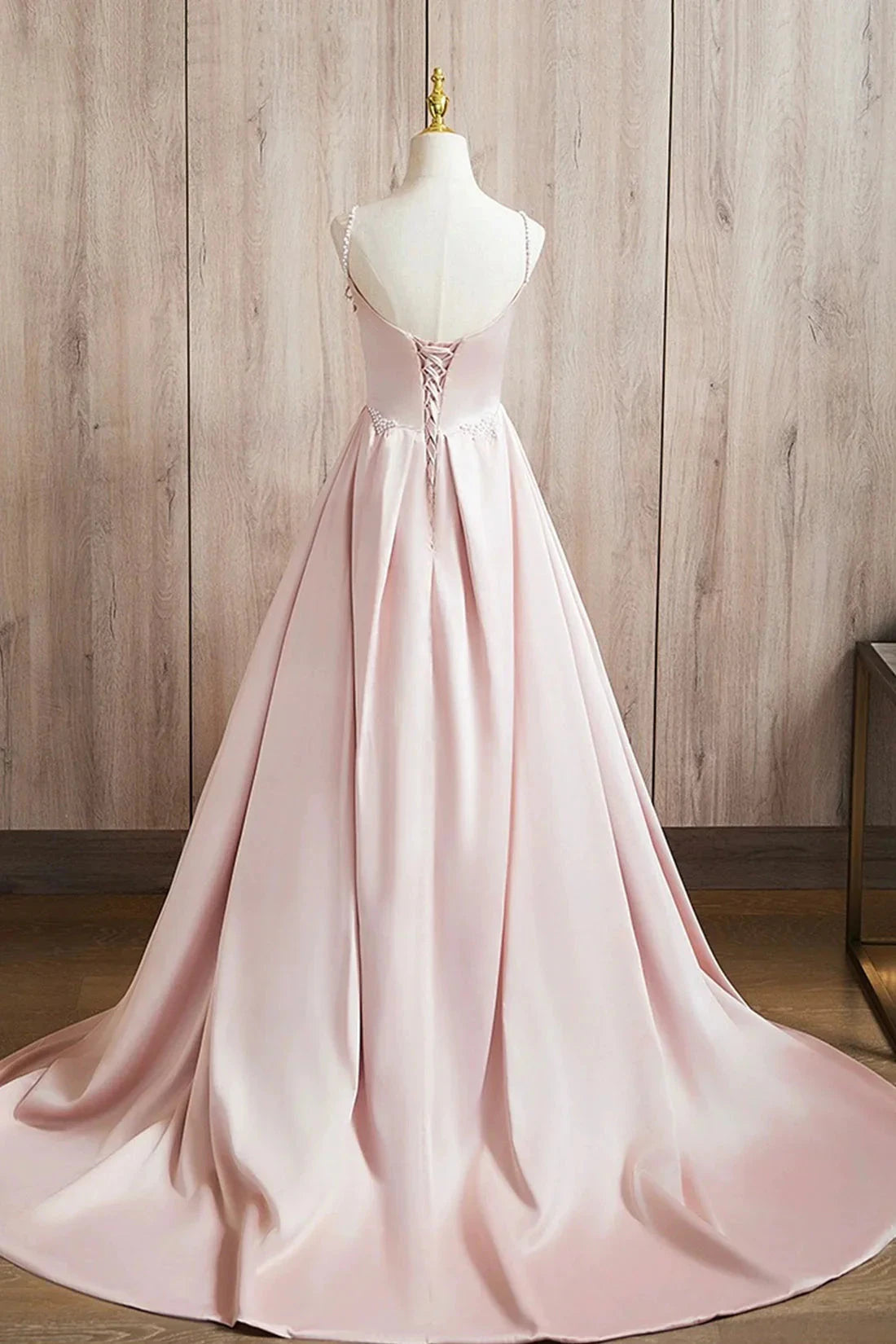Cute Satin Long A-Line Prom Dress Spaghetti Straps Evening Dress simple gentle atmospheric and unique desi Bring summer by YiHuiw