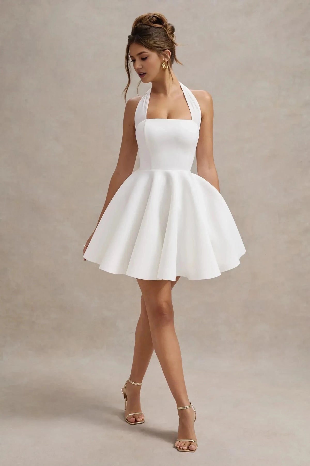 Daring A Line Halter Neck Sleeveless Tie Back Short Prom Dress by YiHuiw