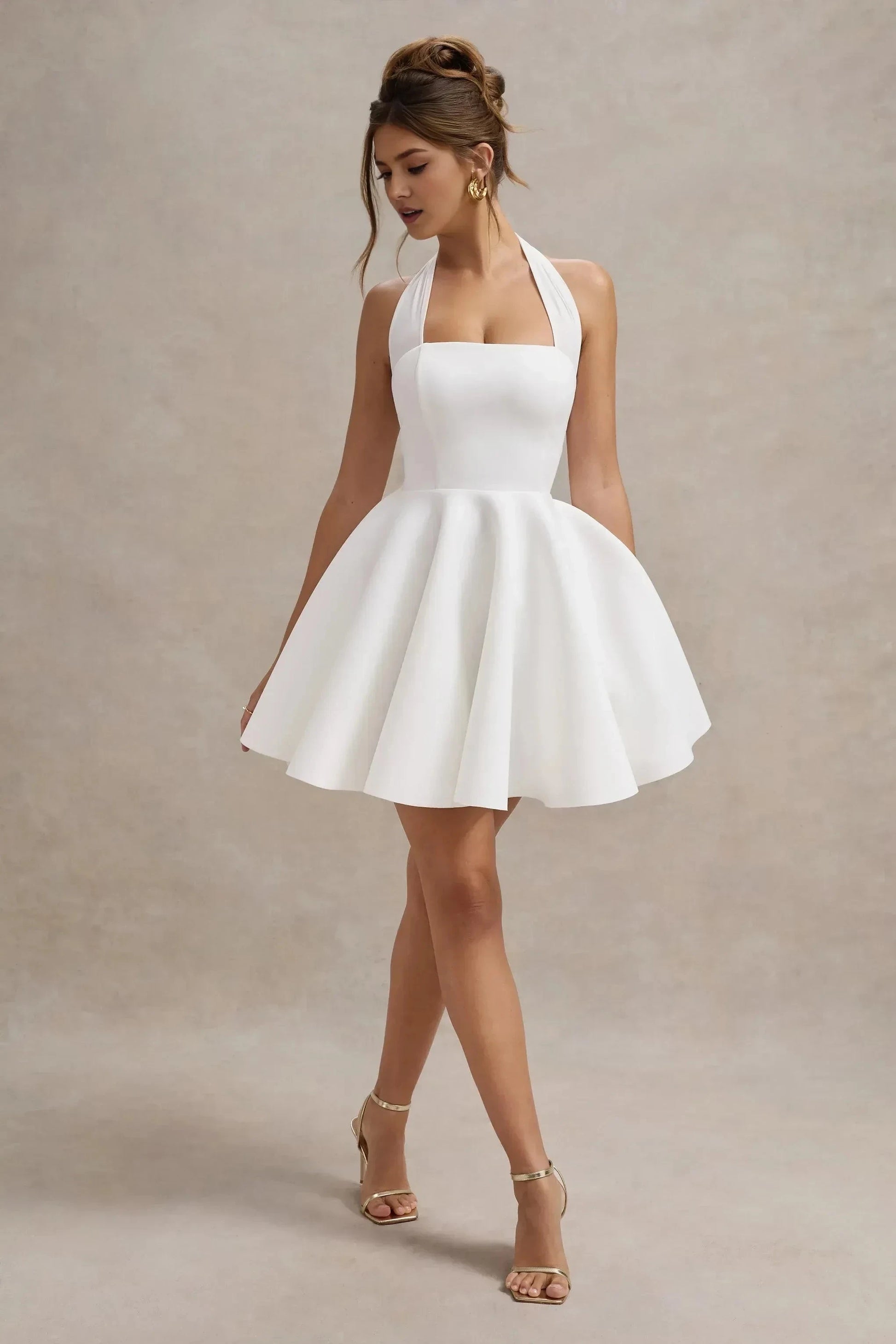 Daring A Line Halter Neck Sleeveless Tie Back Short Prom Dress by YiHuiw