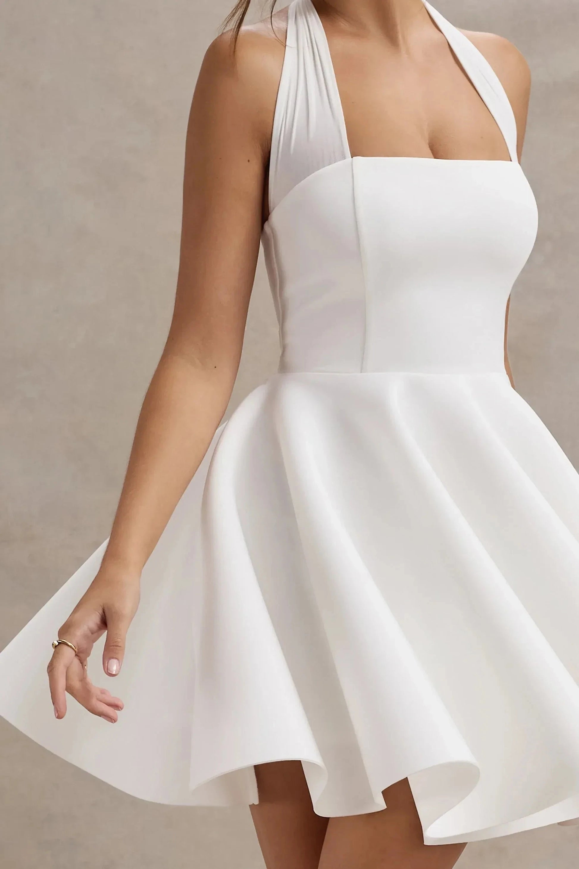 Daring A Line Halter Neck Sleeveless Tie Back Short Prom Dress by YiHuiw