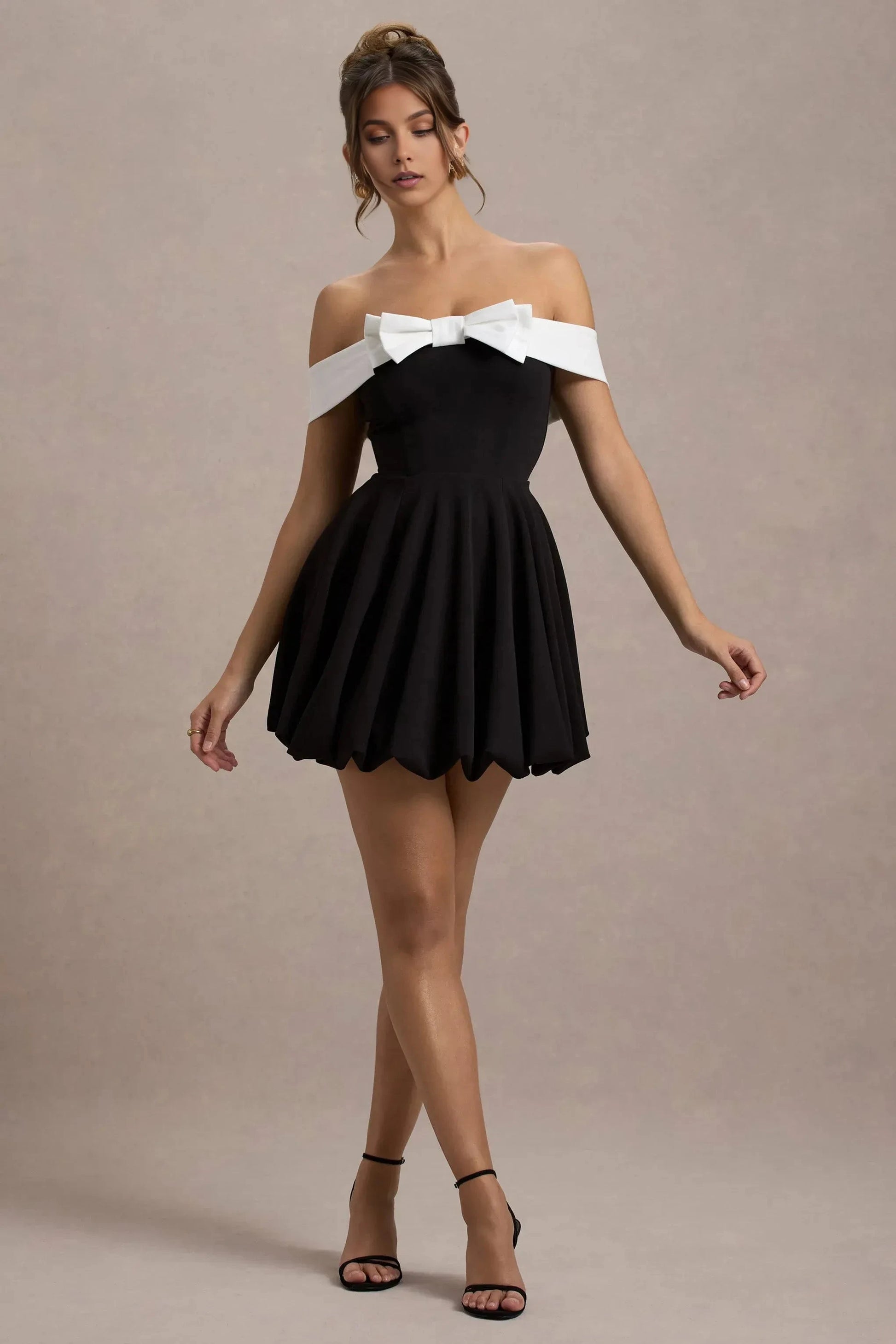 Daring A Line Off Shoulder Sleeveless Bow Accent Mini Short Prom Dress by YiHuiw