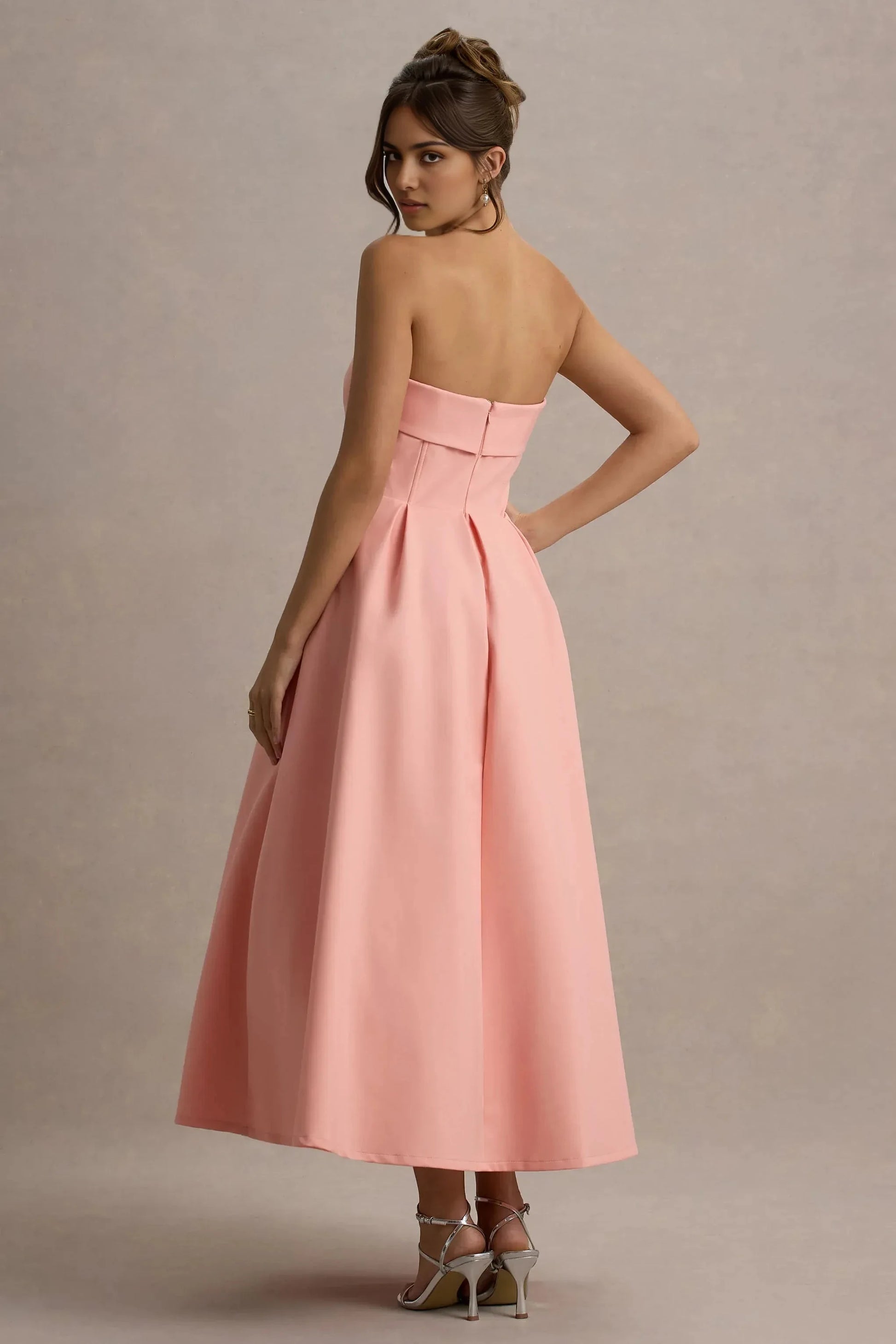 Daring A Line Strapless Sleeveless Back Zipper Midi Length Plus Size Evening Dress by YiHuiw
