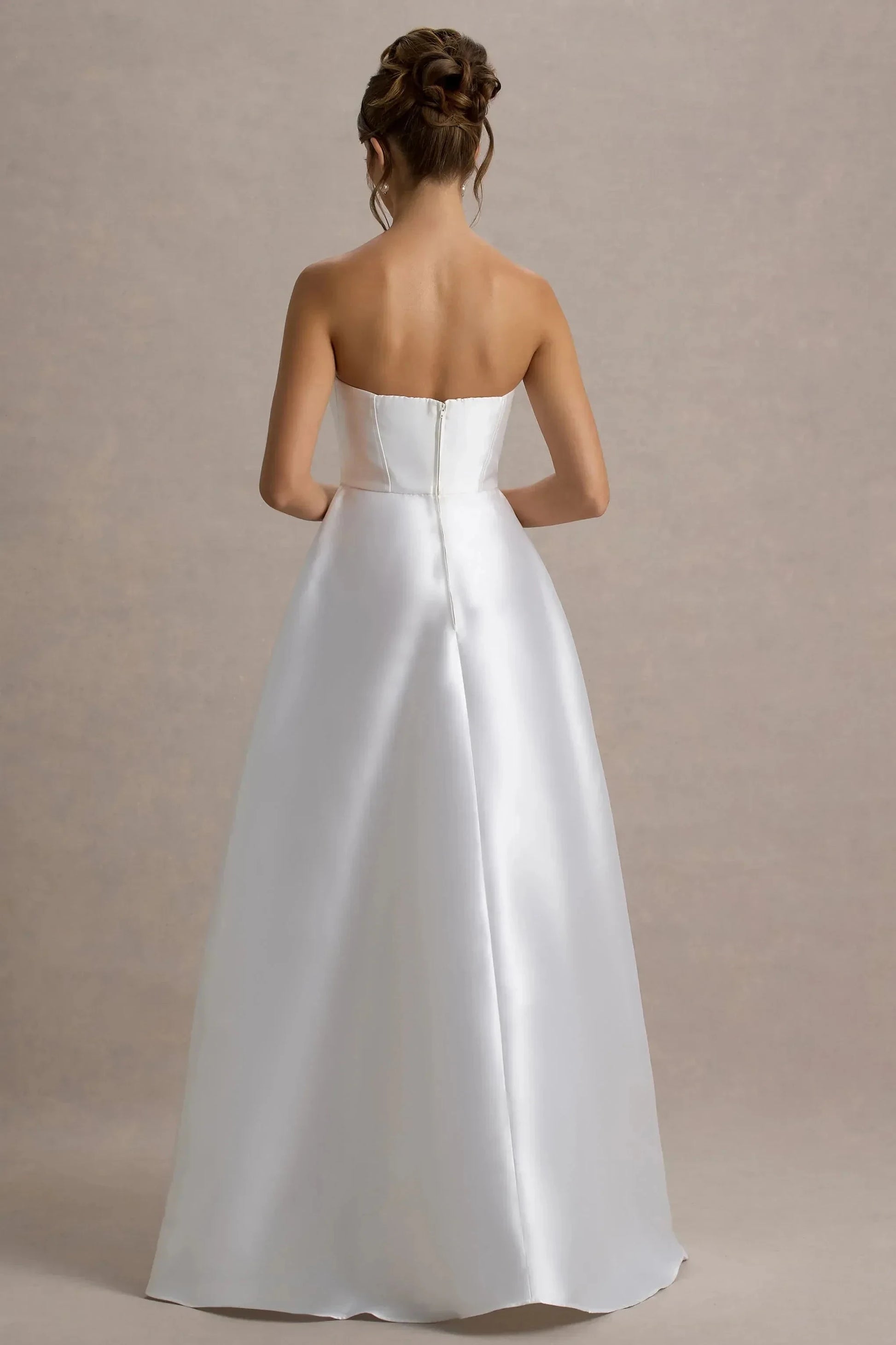 Daring A Line Strapless Sleeveless Draped Accent Floor Length Prom Dress by YiHuiw