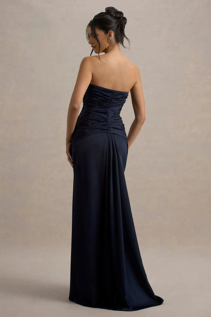 Daring A Line Strapless Sleeveless Ruched Floor Length Prom Dress by YiHuiw