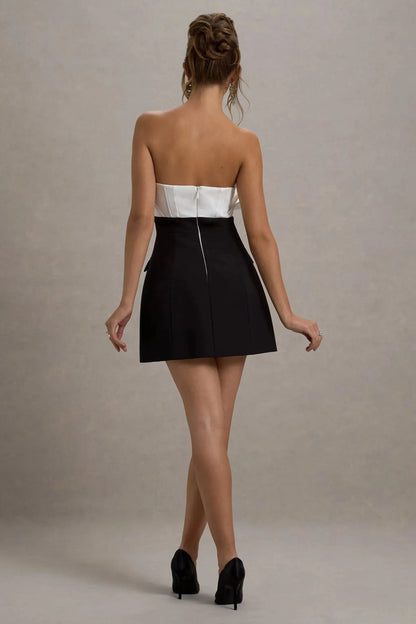 Daring A Line Strapless Sleeveless Sculptural Ruffle Accent Short Prom Dress by YiHuiw