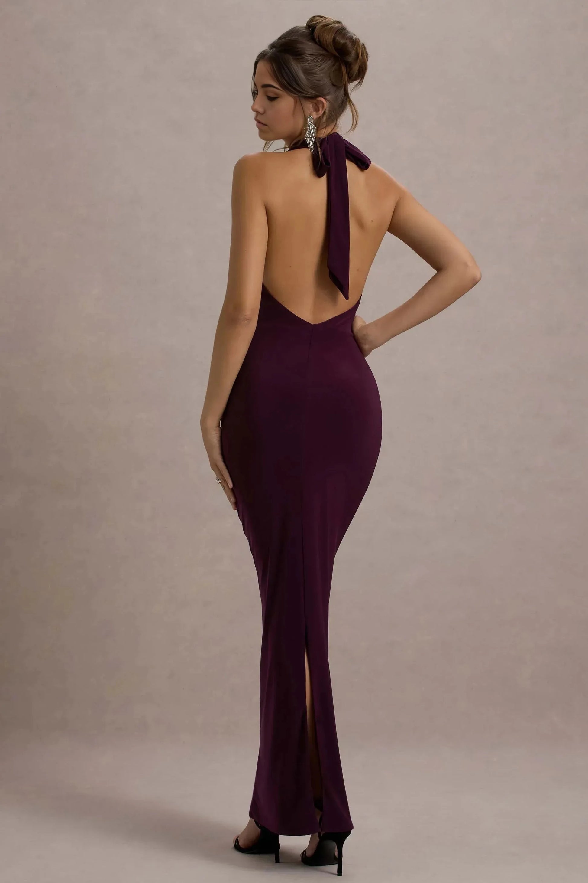 Daring Mermaid Cowl Halter Neck Sleeveless Open Back Floor Length Prom Dress by YiHuiw