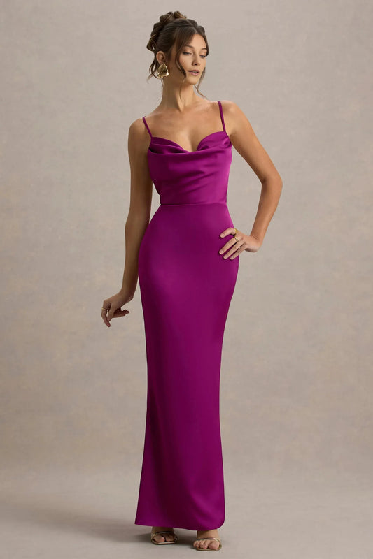 Daring Mermaid Cowl Neck Sleeveless Crisscross Back Floor Length Prom Dress by YiHuiw