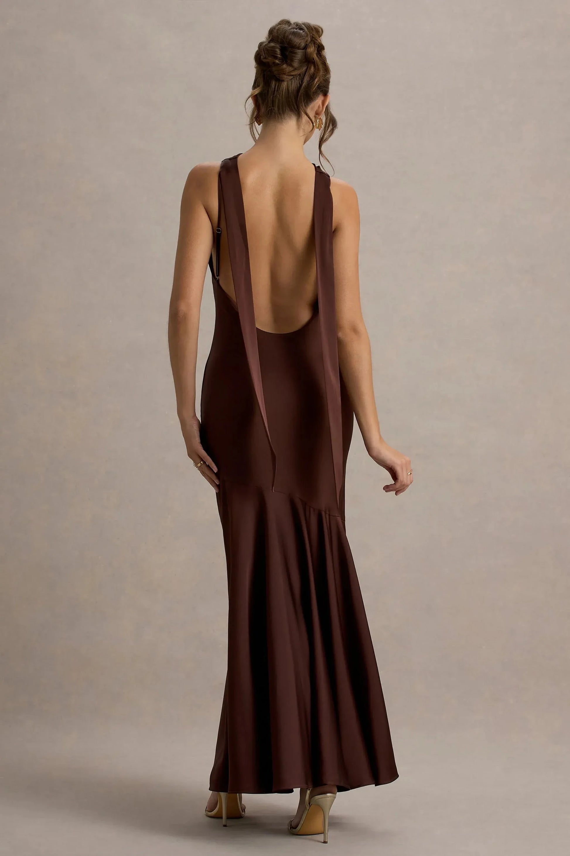 Daring Mermaid Cowl Neck Sleeveless Open Back Floor Length Prom Dress by YiHuiw