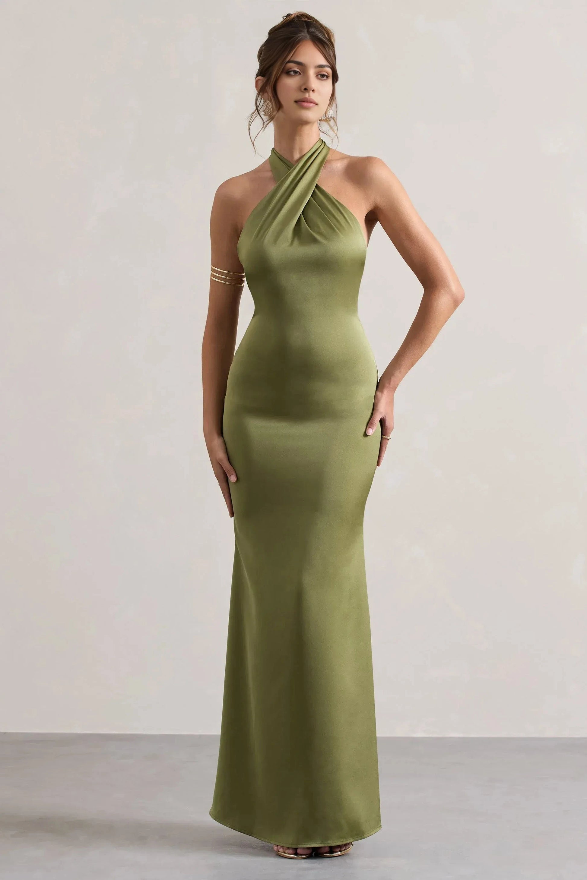 Daring Mermaid Cross Halter Neck Sleeveless Open Back Plus Size Floor Length Evening Dress by YiHuiw
