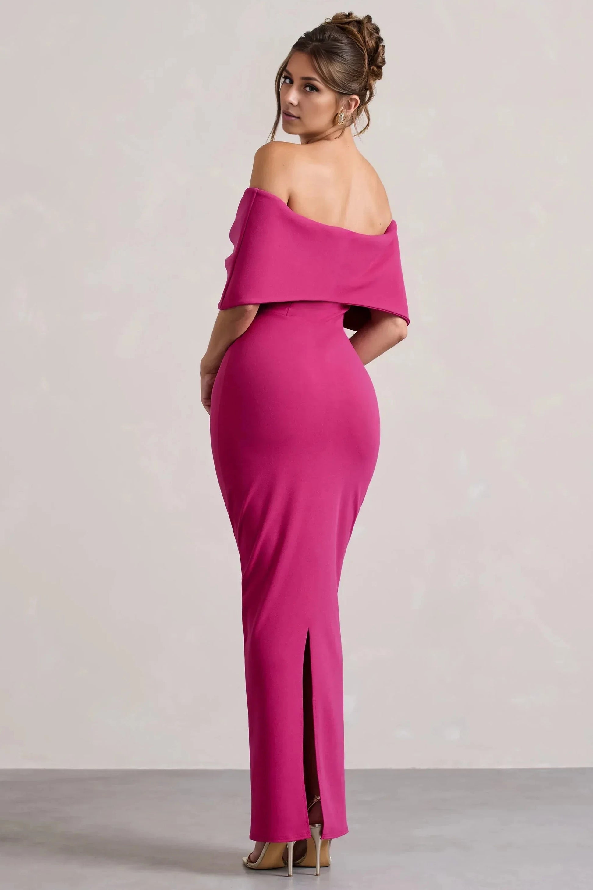 Daring Mermaid Off Shoulder Bow Accent Sleeveless High Slit Floor Length Prom Dress by YiHuiw