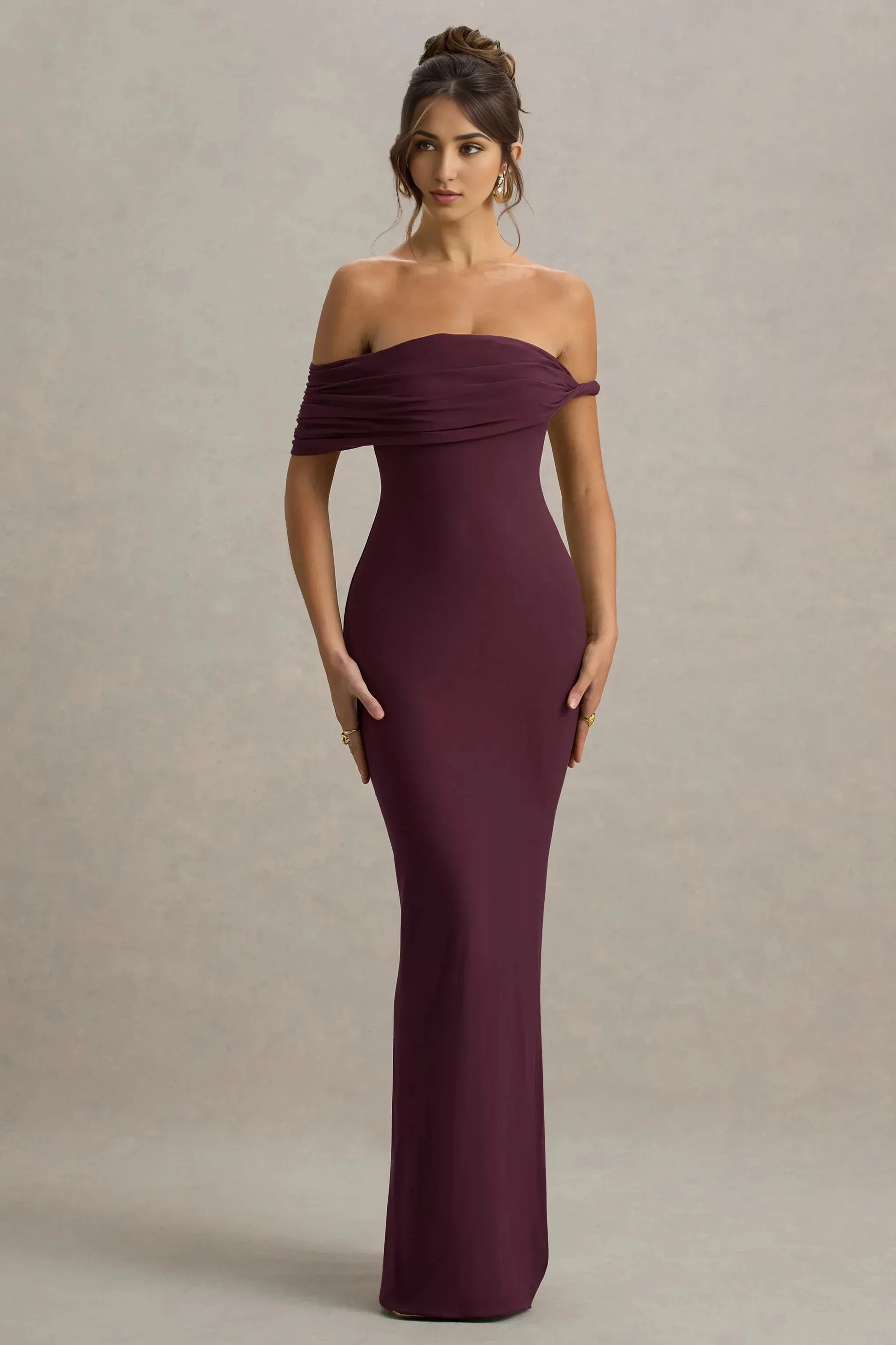 Daring Mermaid Off Shoulder Draped Sleeve Open Back Floor Length Evening Dress by YiHuiw