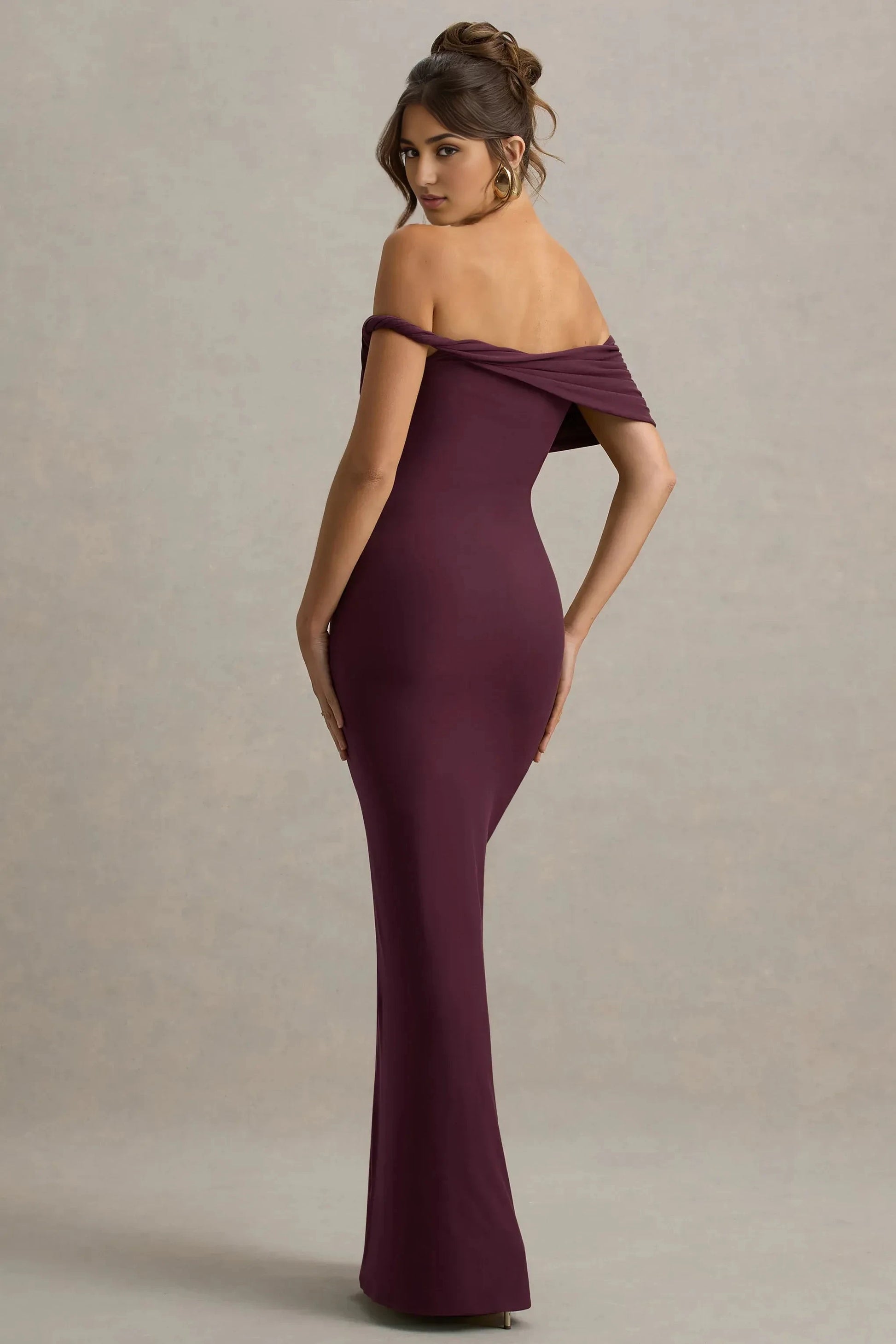 Daring Mermaid Off Shoulder Draped Sleeve Open Back Floor Length Evening Dress by YiHuiw