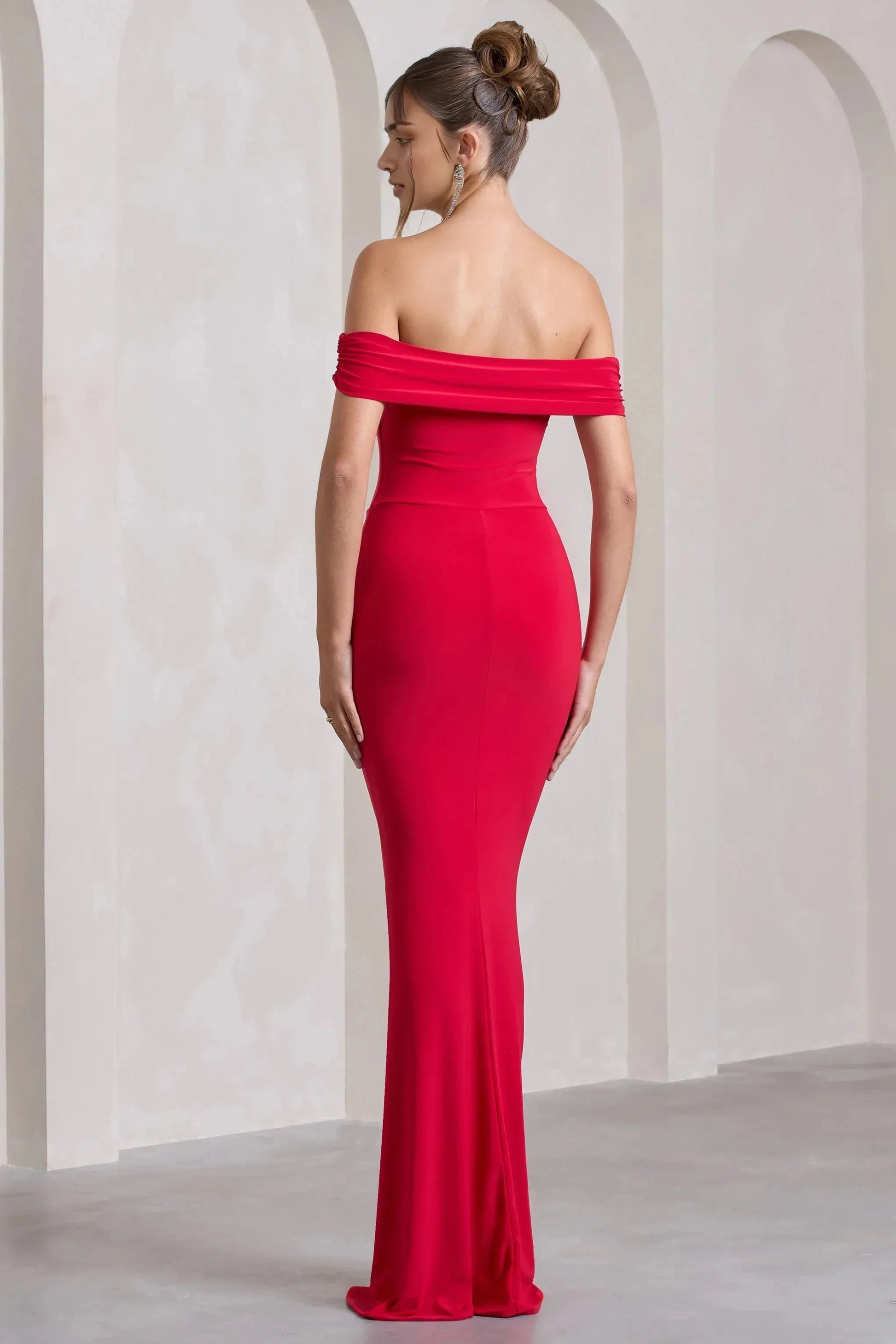 Daring Mermaid Off Shoulder Sleeveless Side Slit Plus Size Floor Length Evening Dress by YiHuiw