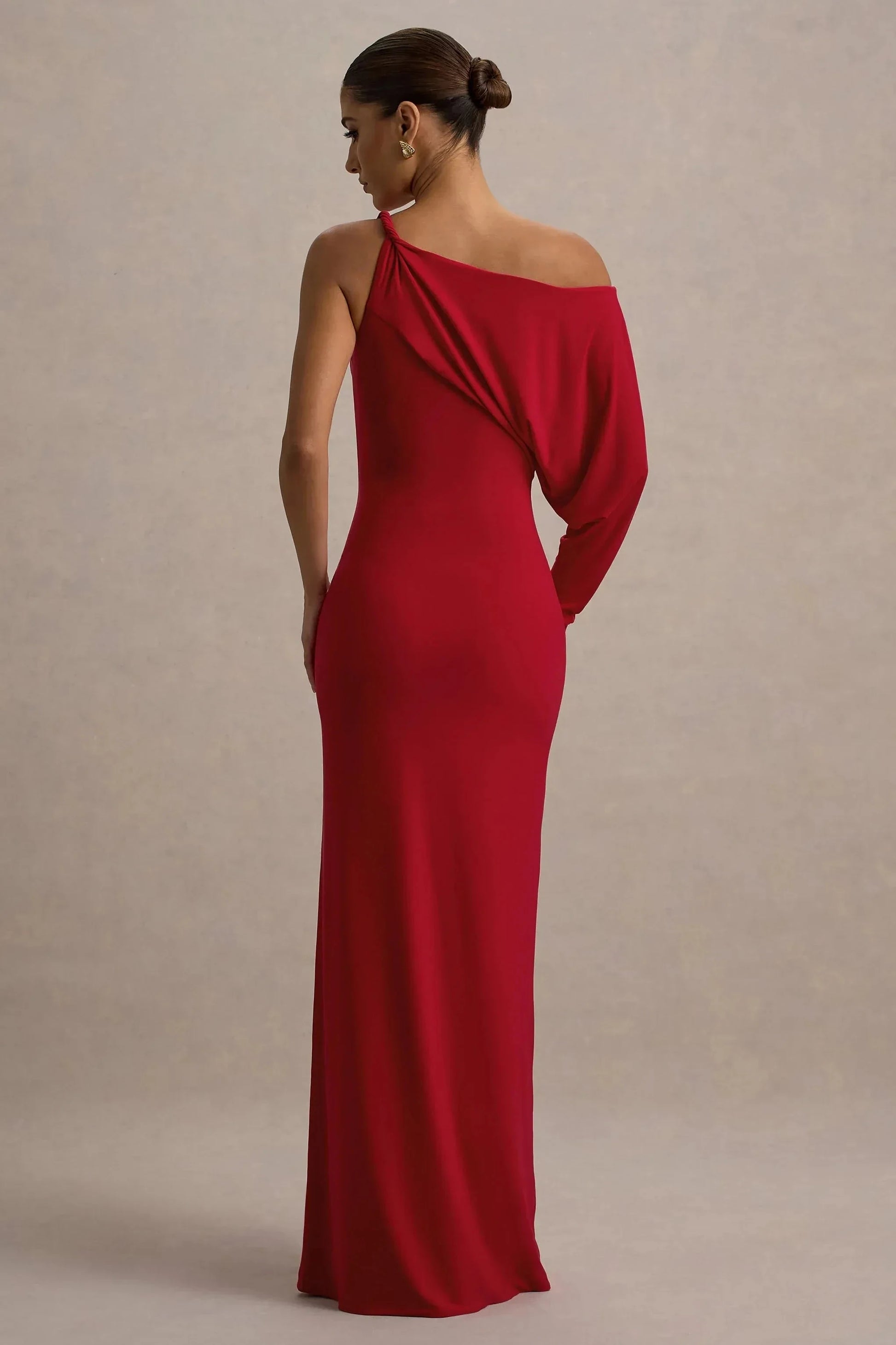 Daring Mermaid One Shoulder Draped Sleeve Accent Floor Length Prom Dress by YiHuiw