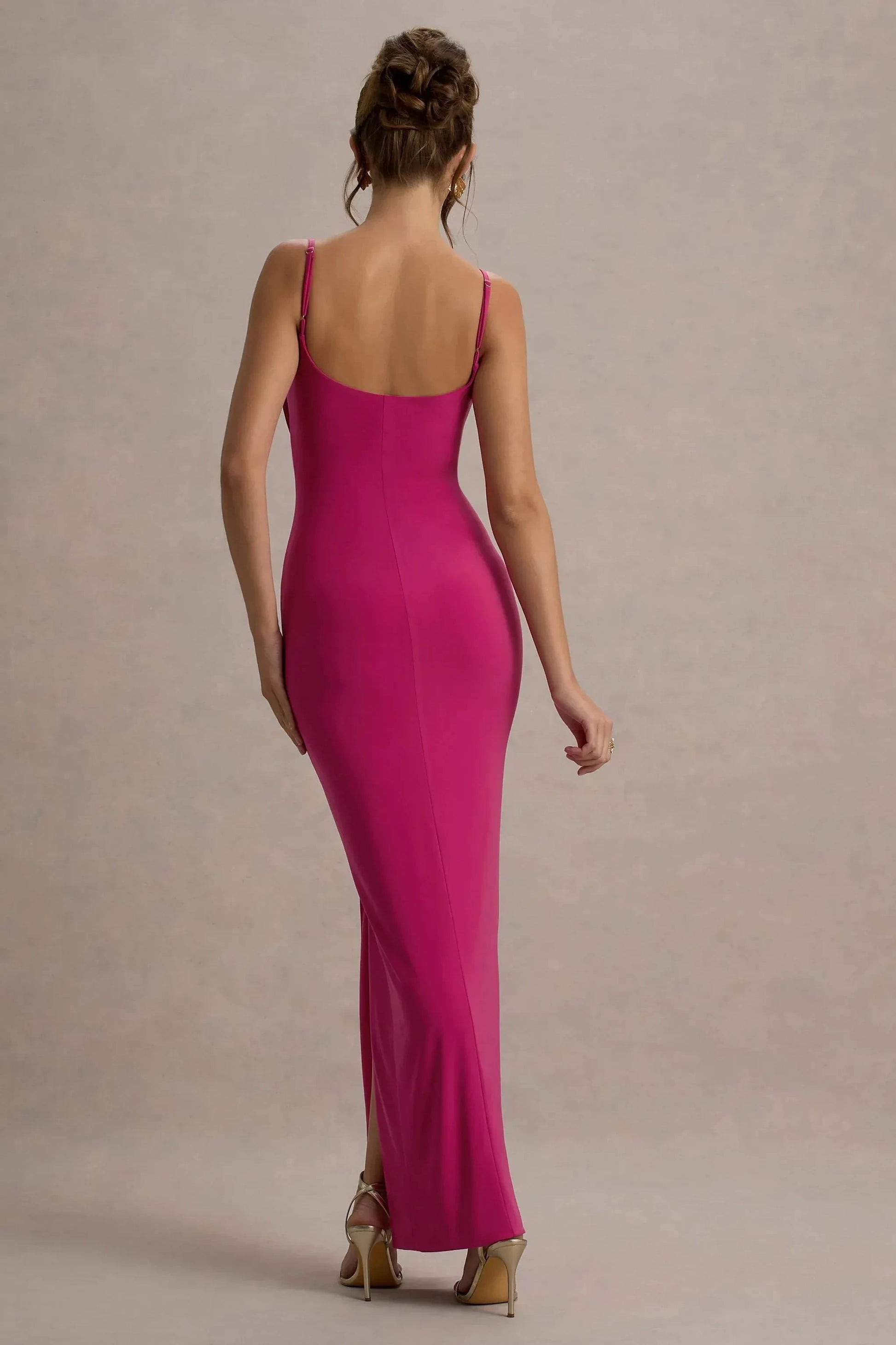 Daring Mermaid Spaghetti Strap Bow Accent Sleeveless High Slit Floor Length Prom Dress by YiHuiw