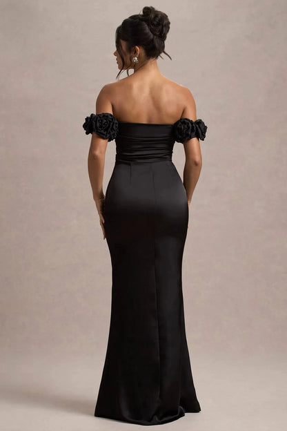 Daring Mermaid Strapless Floral Accent Side Slit Floor Length Prom Dress by YiHuiw