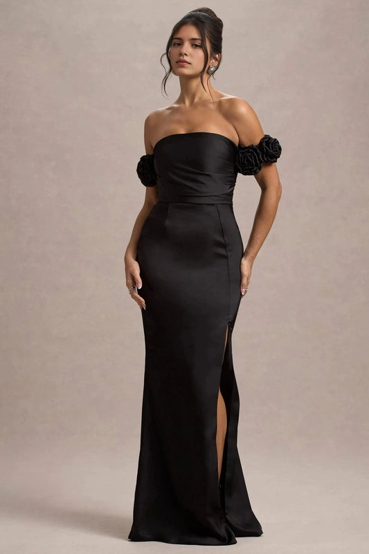 Daring Mermaid Strapless Floral Accent Side Slit Floor Length Prom Dress by YiHuiw