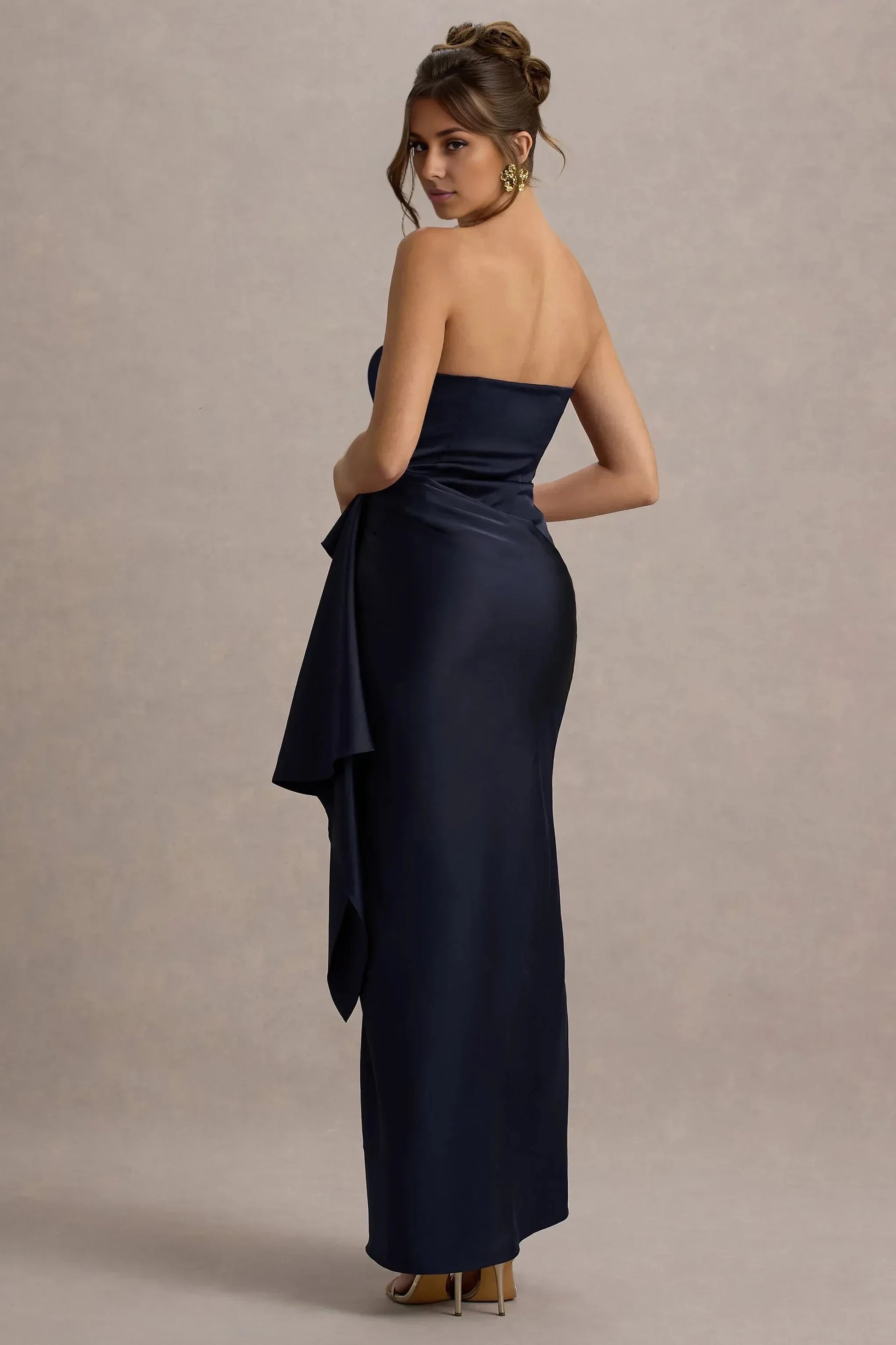 Daring Mermaid Strapless Ruffled Accent High Slit Floor Length Prom Dress by YiHuiw