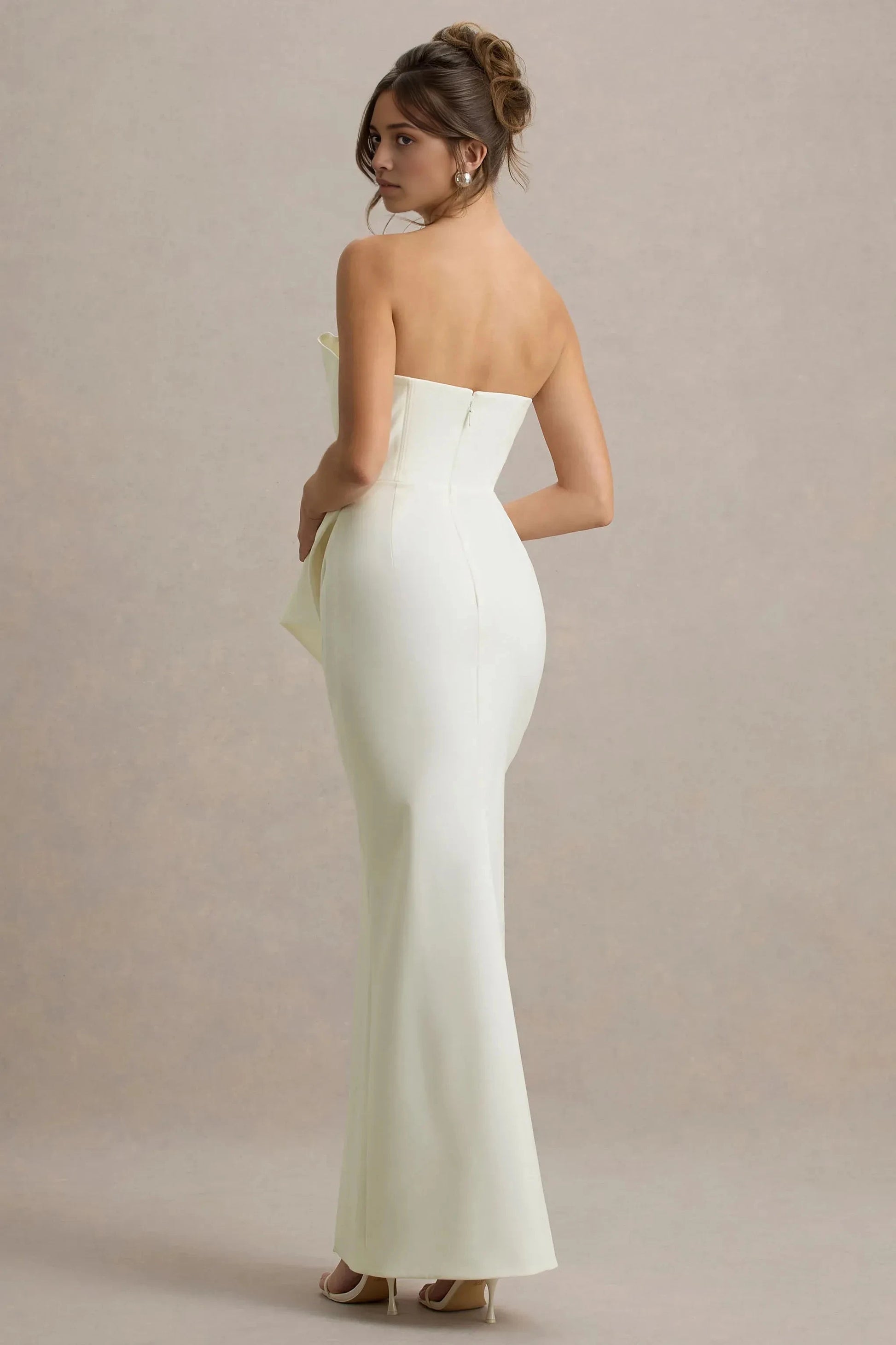 Daring Mermaid Strapless Sleeveless Dramatic Drape Slit Maxi Prom Dress by YiHuiw
