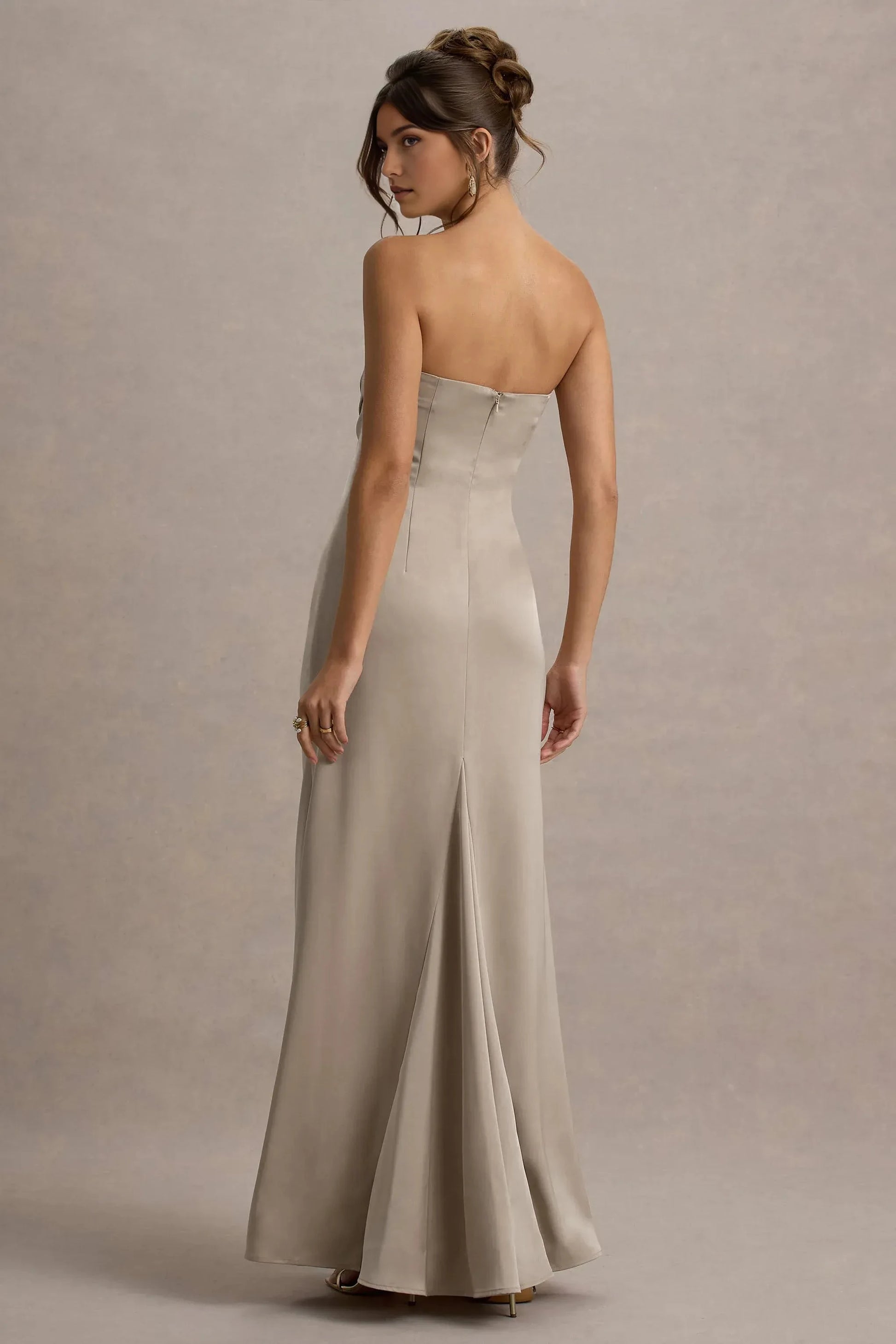 Daring Mermaid Strapless Sleeveless Knot Accent Plus Size Floor Length Evening Dress by YiHuiw
