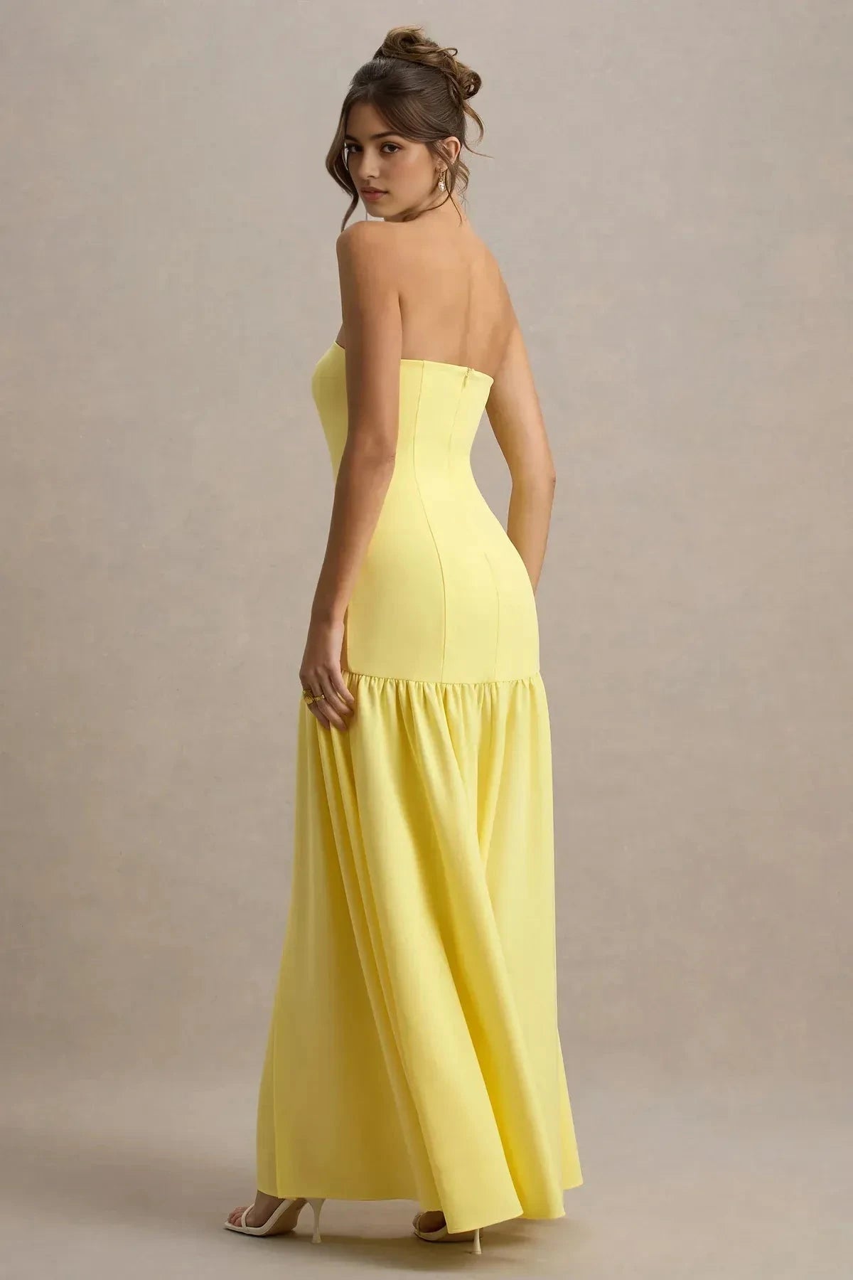 Daring Mermaid Strapless Sleeveless Open Back Ruffled Hem Floor Length Prom Dress by YiHuiw