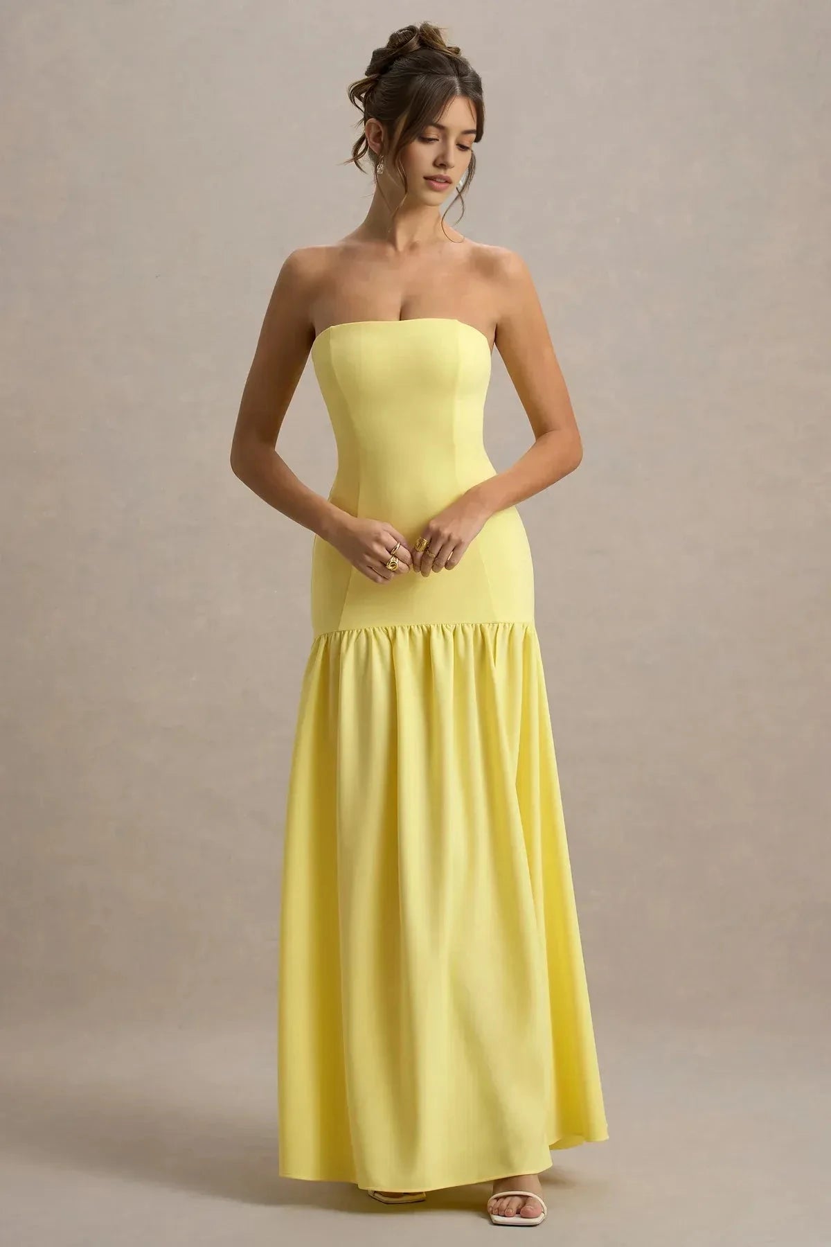 Daring Mermaid Strapless Sleeveless Open Back Ruffled Hem Floor Length Prom Dress by YiHuiw