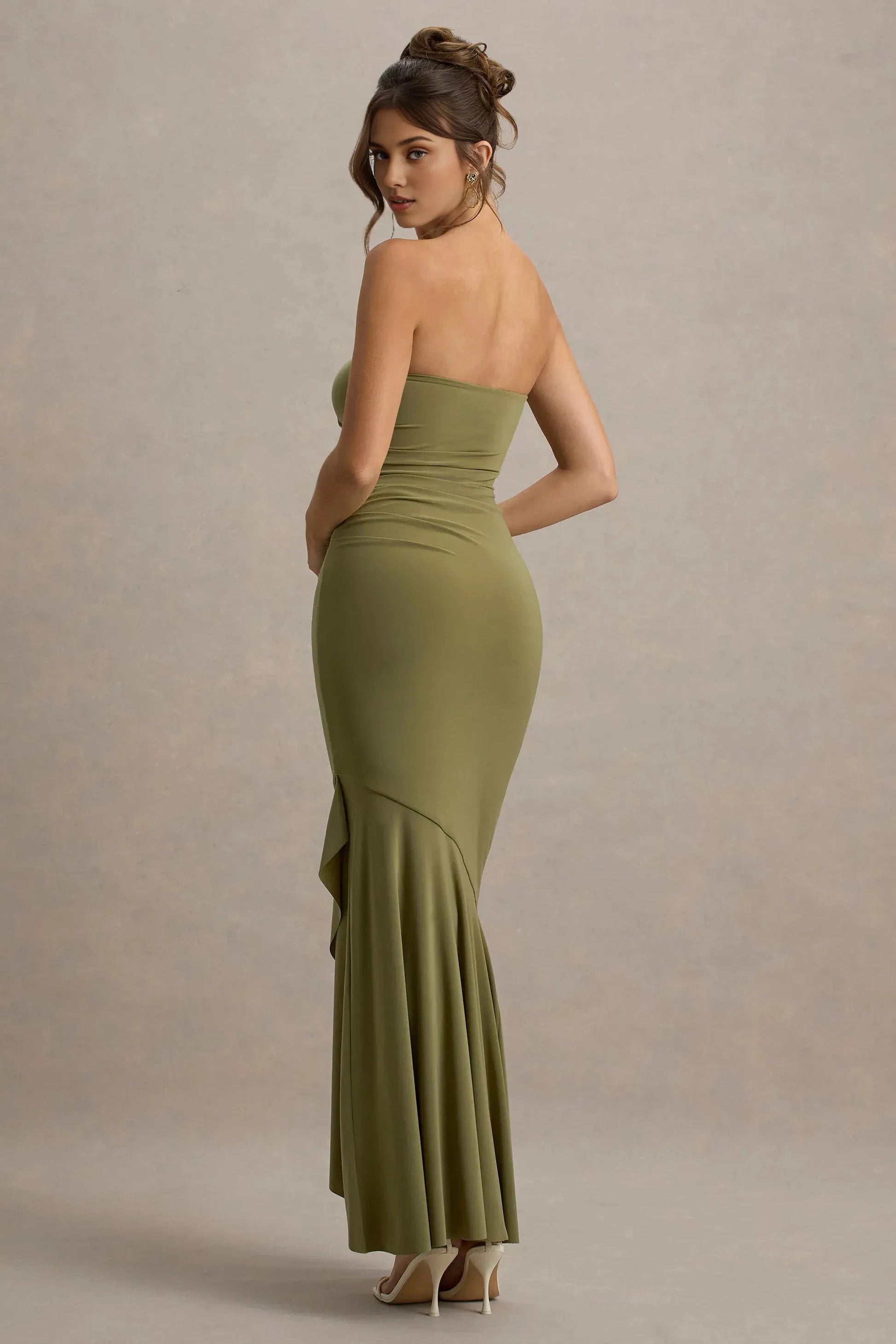 Daring Mermaid Strapless Sleeveless Ruched Asymmetrical Hem Floor Length Prom Dress by YiHuiw
