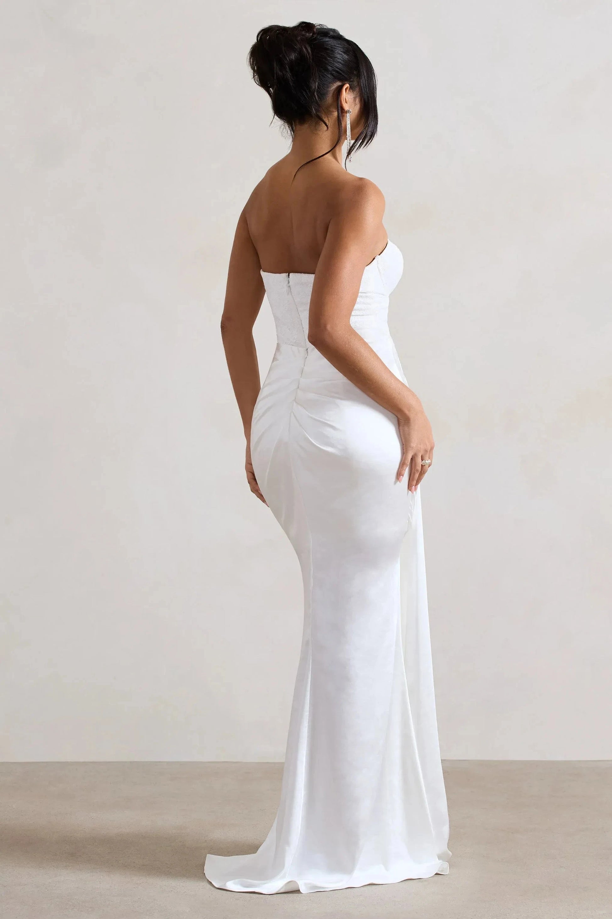 Daring Mermaid Strapless Sleeveless Ruched Side Slit Plus Size Floor Length Evening Dress by YiHuiw