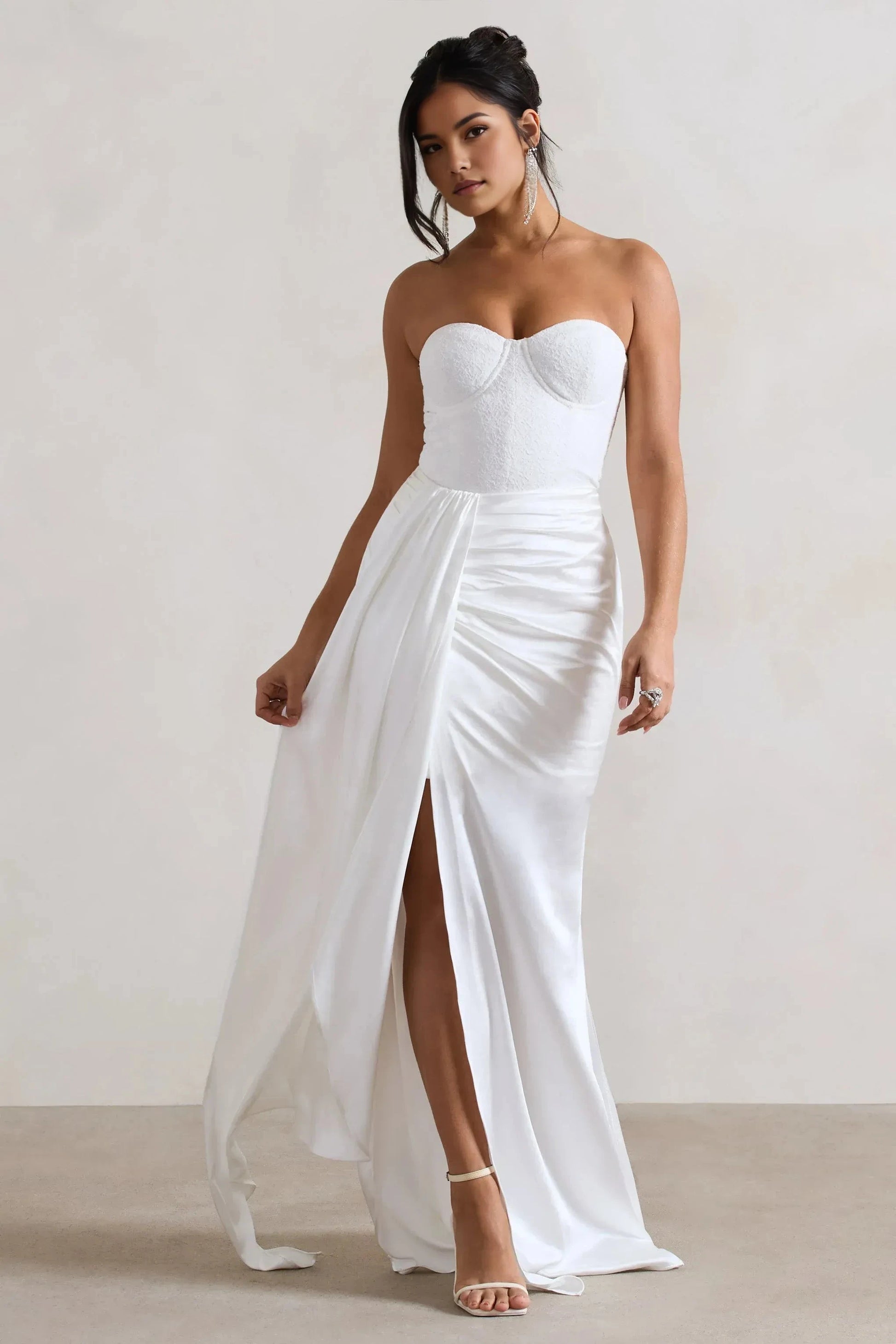 Daring Mermaid Strapless Sleeveless Ruched Side Slit Plus Size Floor Length Evening Dress by YiHuiw