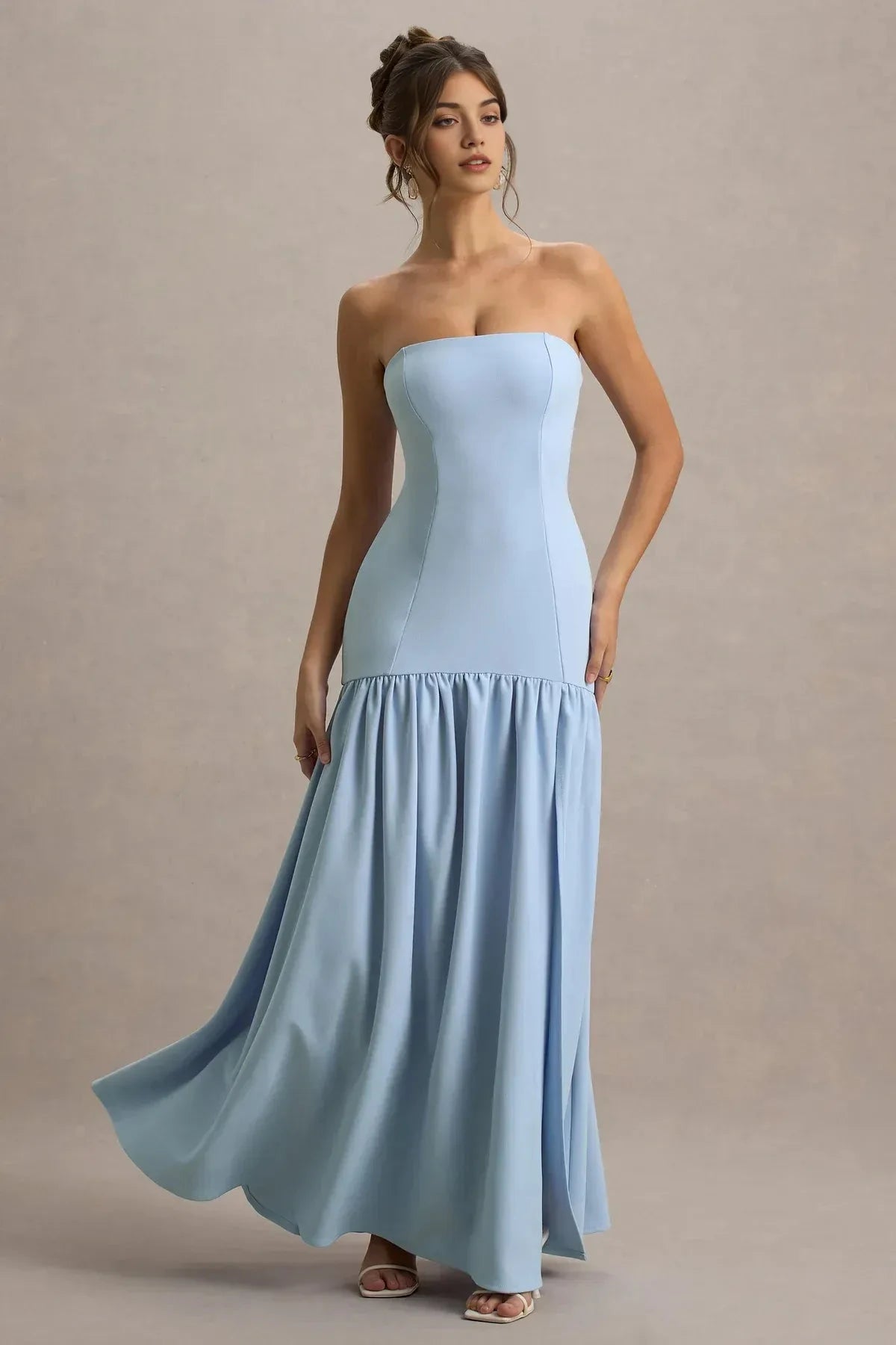 Daring Mermaid Strapless Sleeveless Ruffled Hem Floor Length Prom Dress by YiHuiw