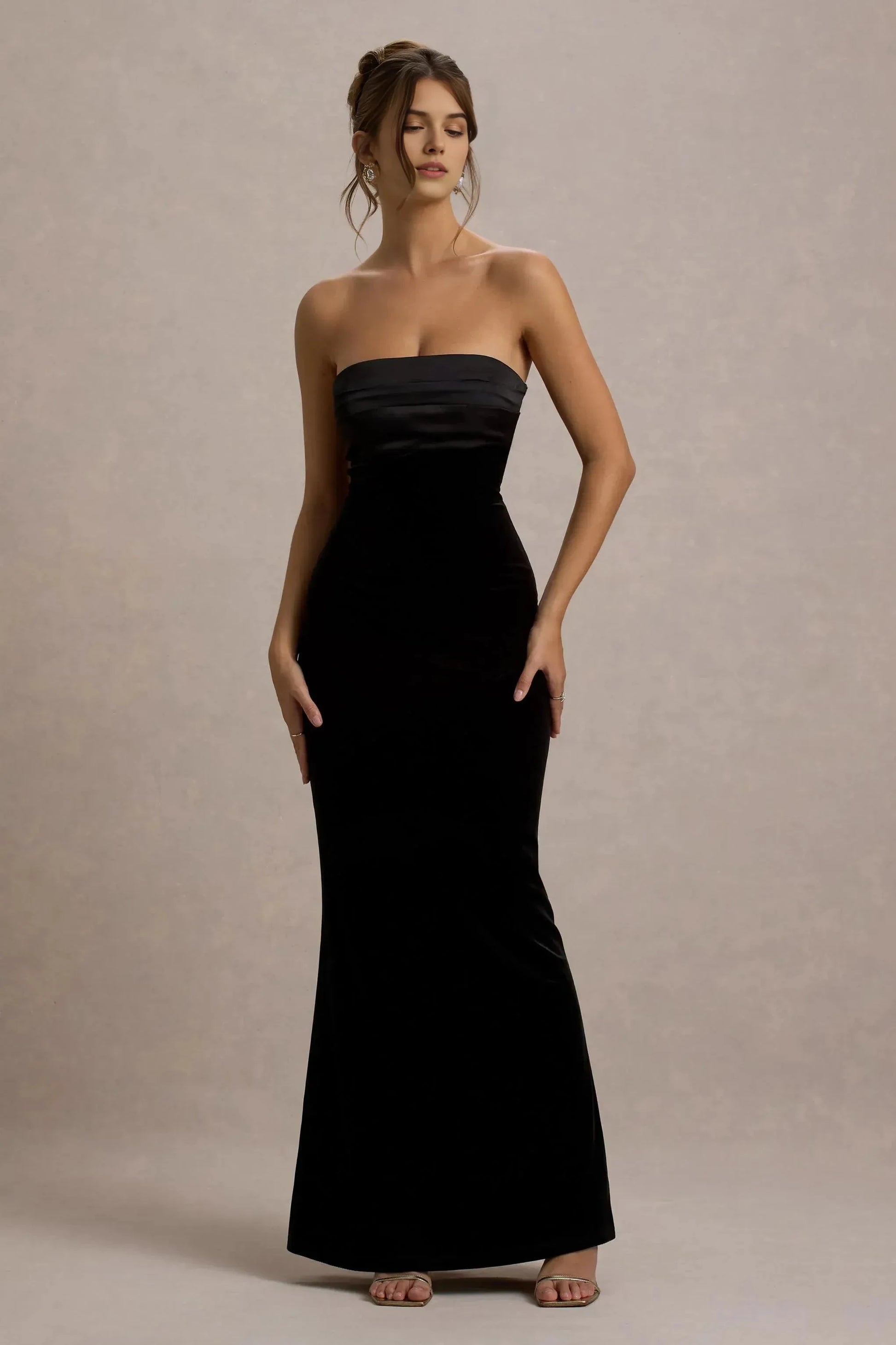 Daring Mermaid Strapless Sleeveless Satin Accent Plus Size Floor Length Evening Dress by YiHuiw