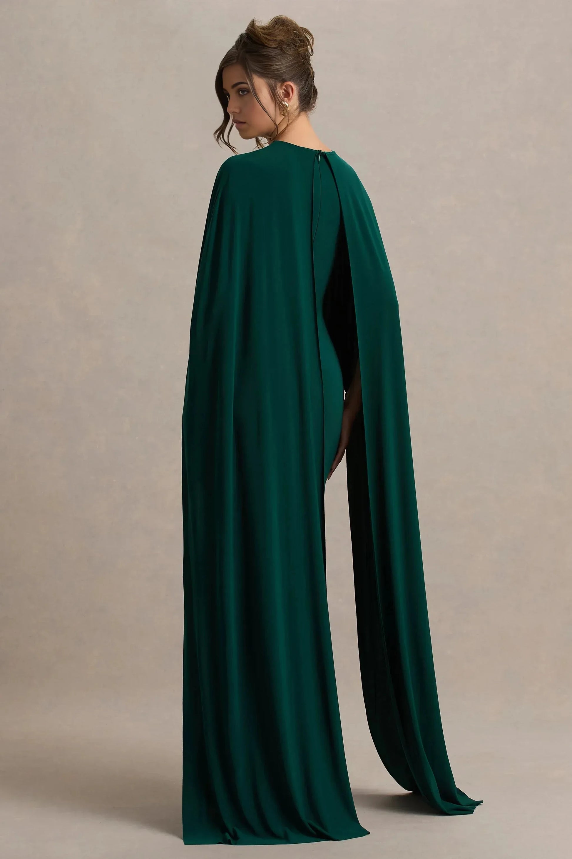 Daring Sheath Crew Neck Cape Sleeve Back Zipper Floor Length Evening Dresses by YiHuiw