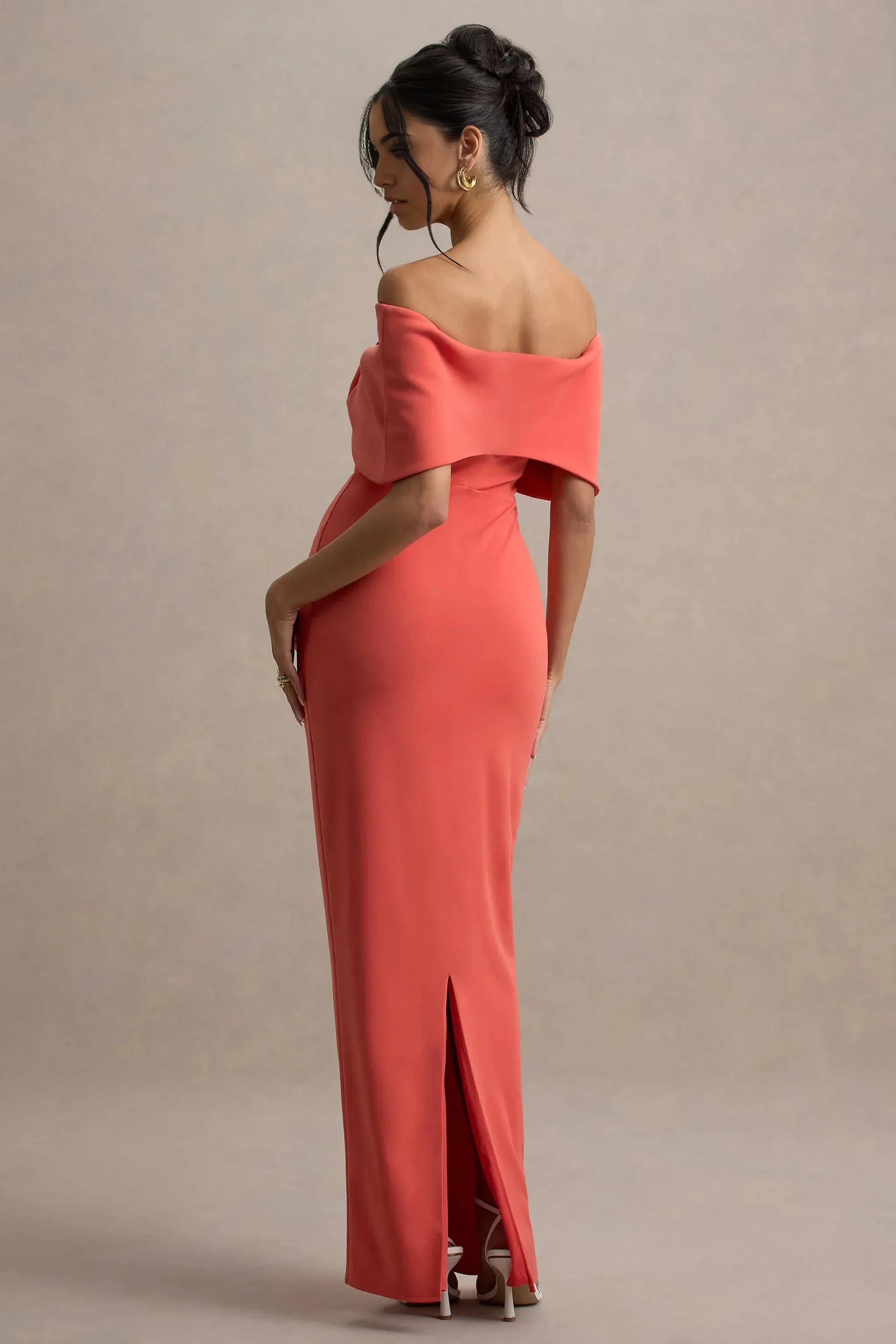 Daring Sheath Off Shoulder Bow Accent Sleeveless Back Slit Floor Length Evening Dress by YiHuiw