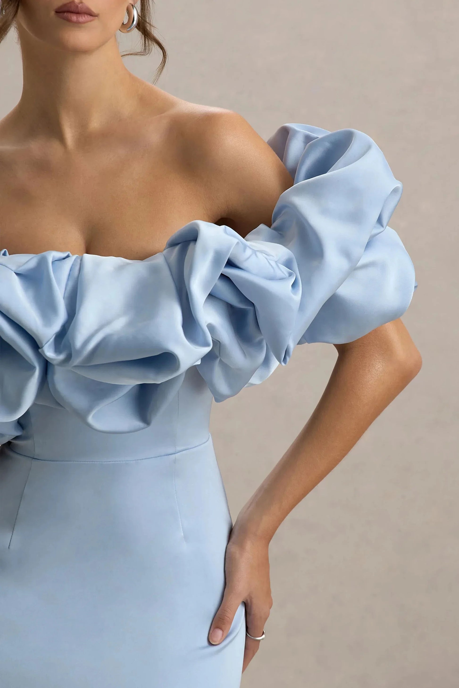 Daring Sheath Off Shoulder Ruffled Sleeve Open Back Floor Length Prom Dress by YiHuiw