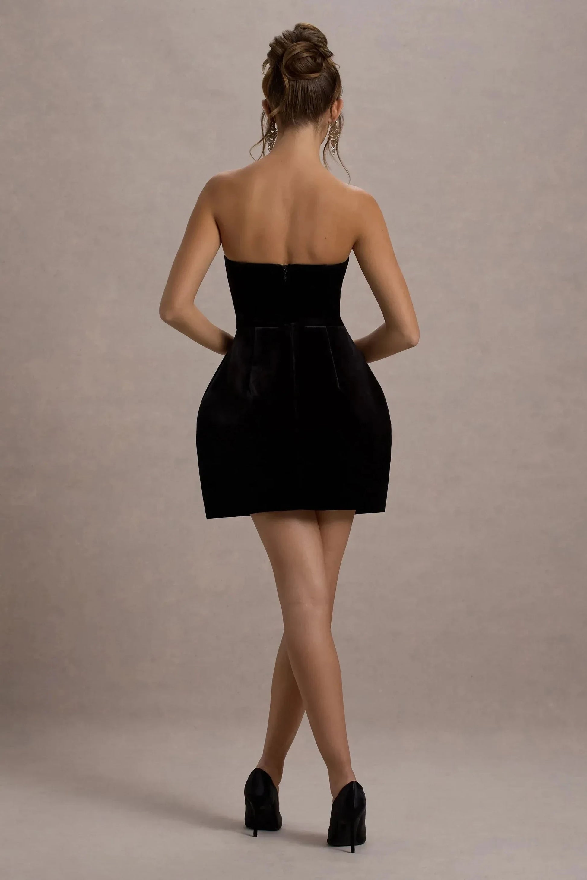 Daring Sheath Strapless Sleeveless Crystal Floral Accent Short Prom Dress by YiHuiw