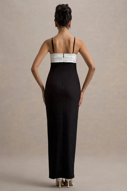 Daring Sheath Sweetheart Neck Sleeveless Two Tone Button Accent Plus Size Floor Length Evening Dress by YiHuiw